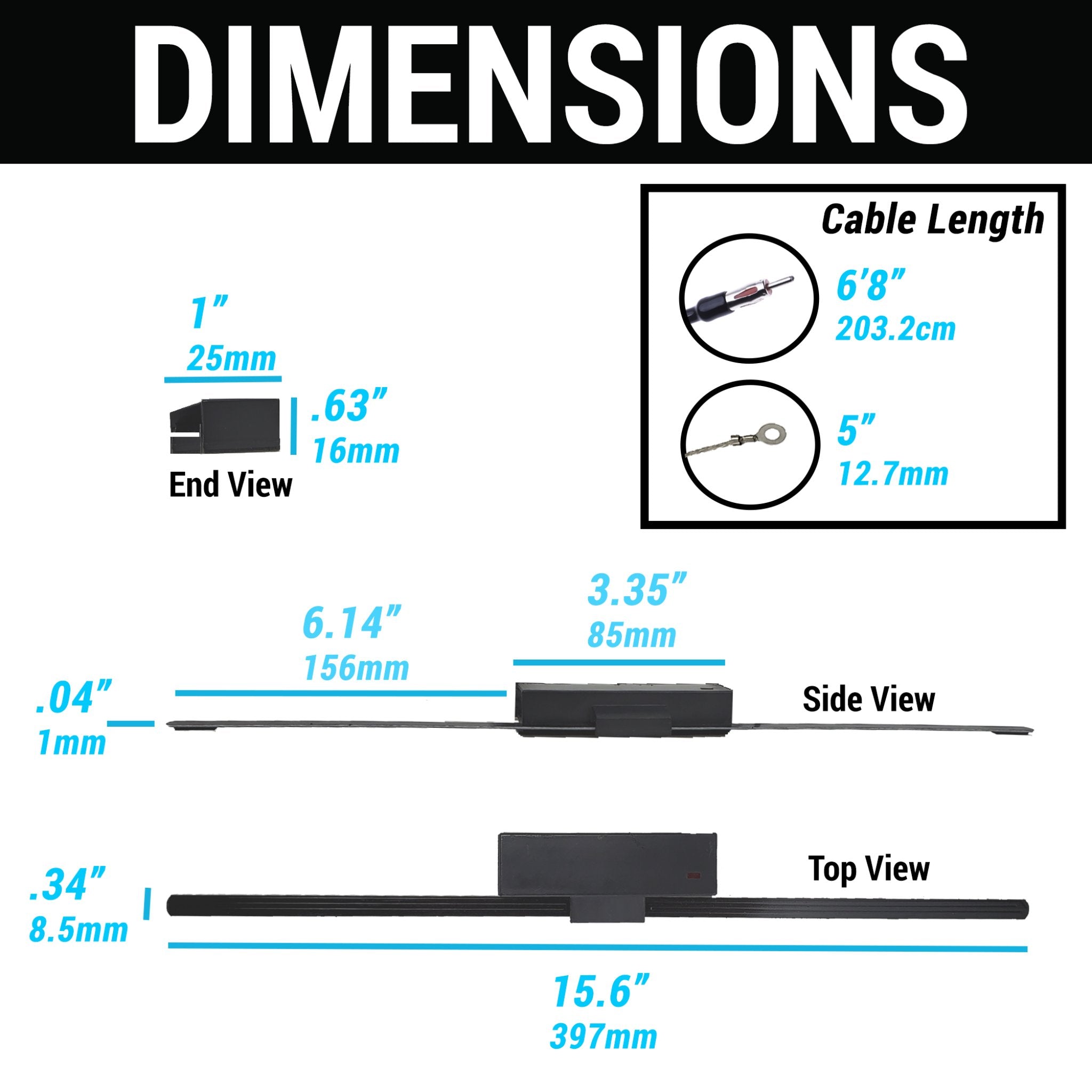 Radio electrónica estéreo Universal para coche, antena oculta AM FM amplificada para camión y barco