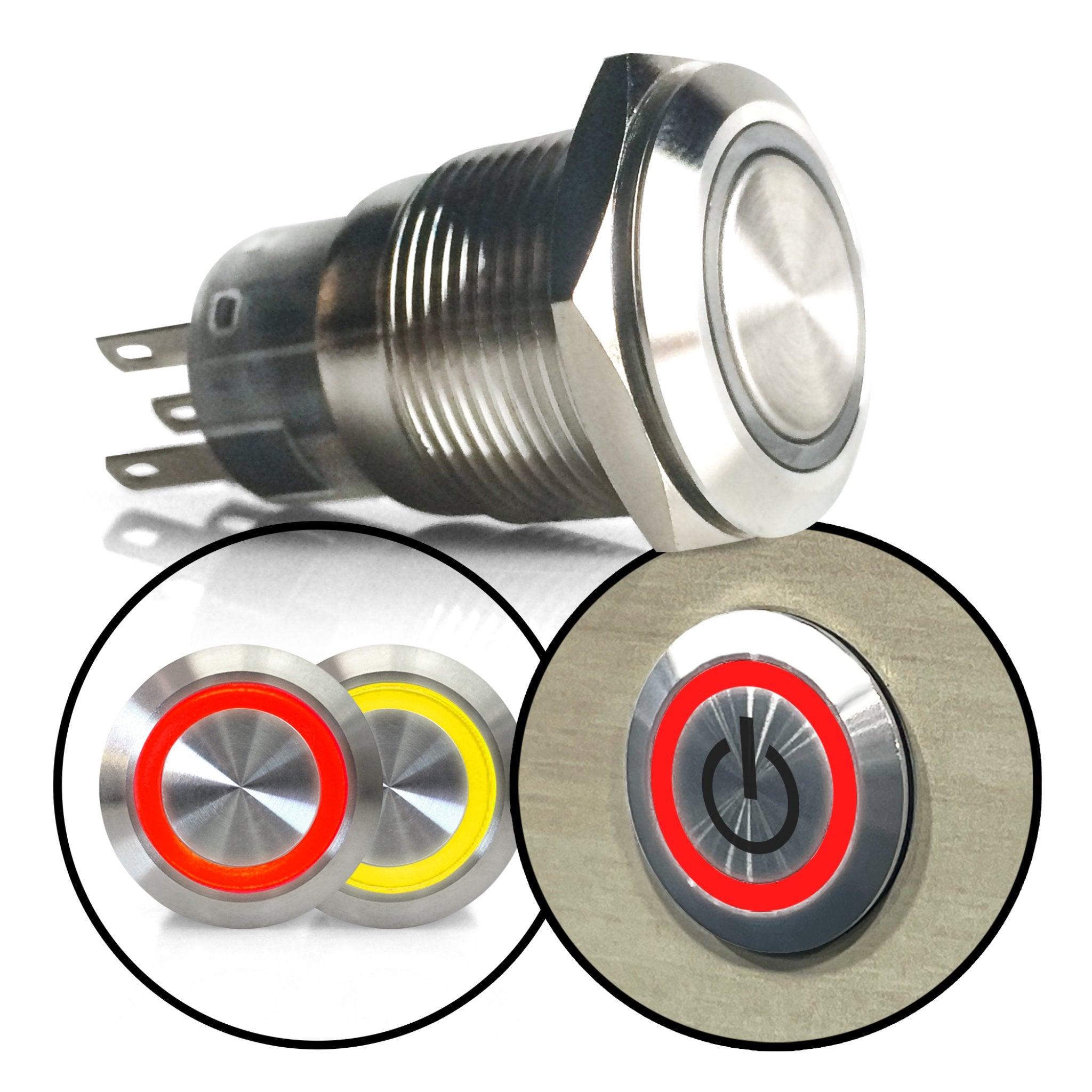 Brushed Billet Metal Push Buttons