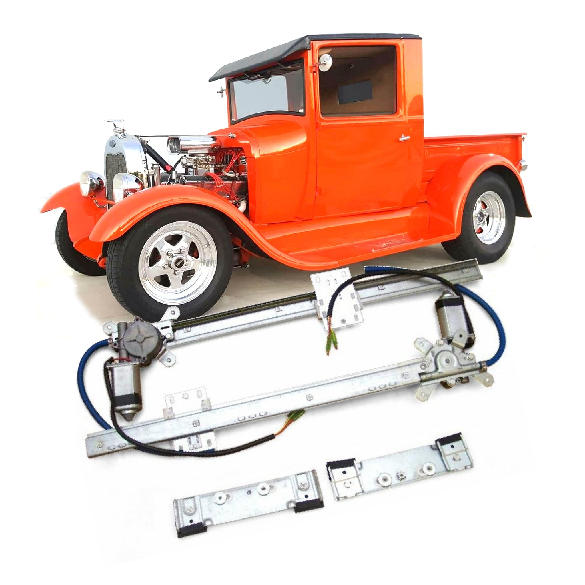 Flat Glass 12V Power Window Conversion Kit for 1929 Model A Pickup - Flatback