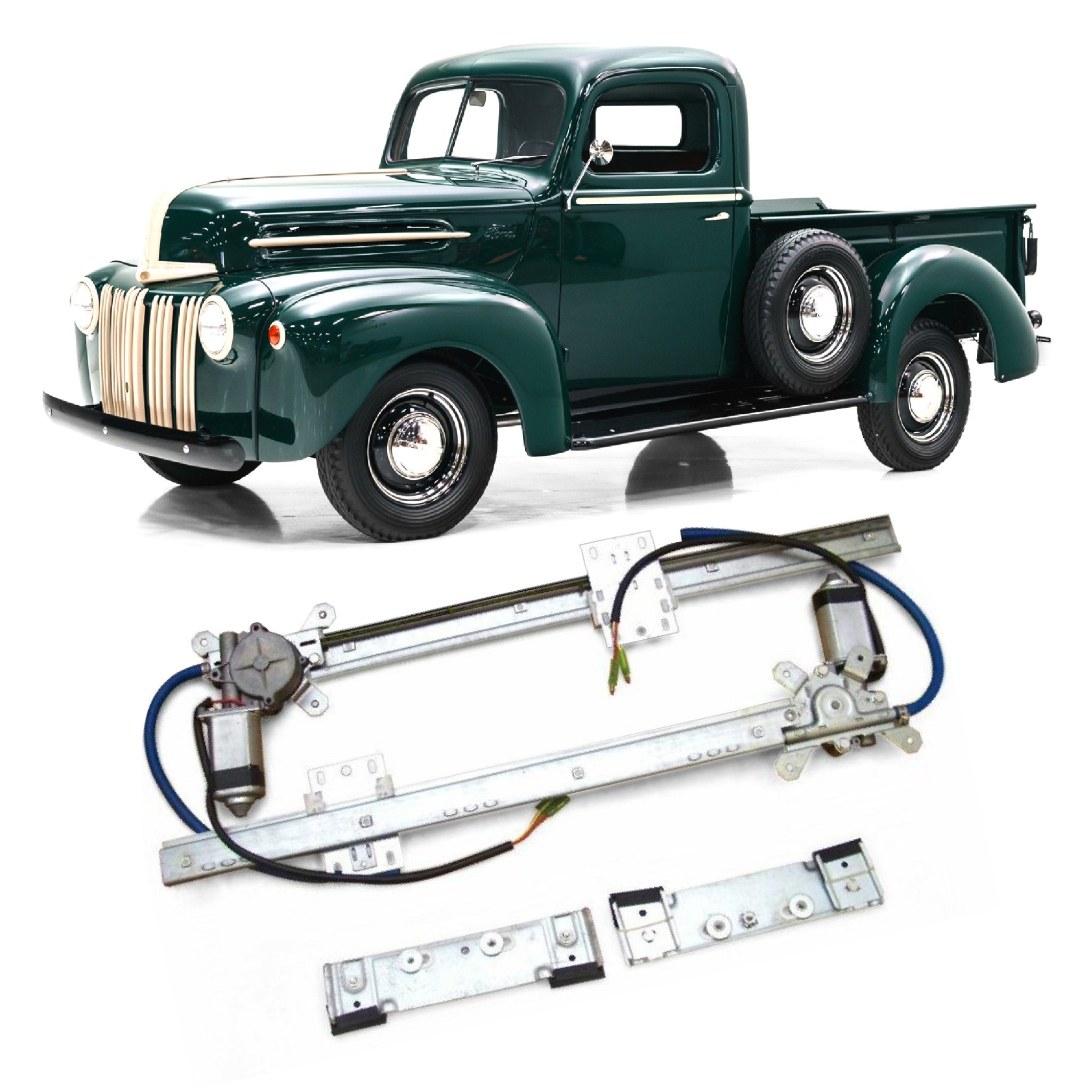 Autoloc Flat Glass Power Window Conversion Kit for 1947 Ford Pickup Truck Panel