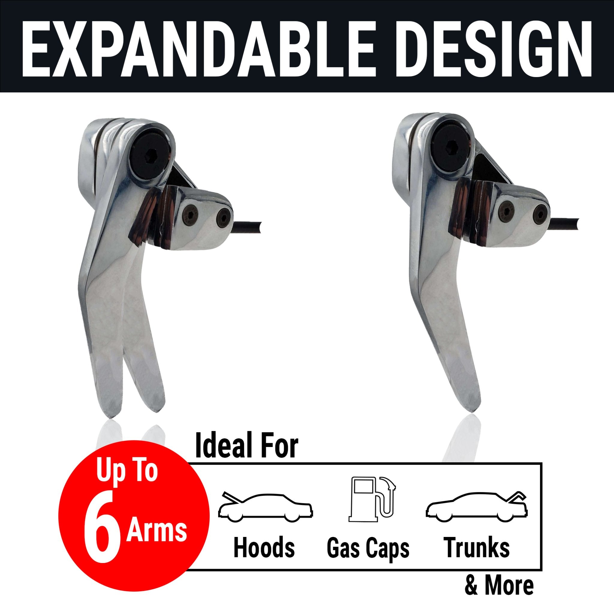 Hood Trunk Latch with Manual Billet Aluminum Pull Lever Release Kit Car Hot Rod