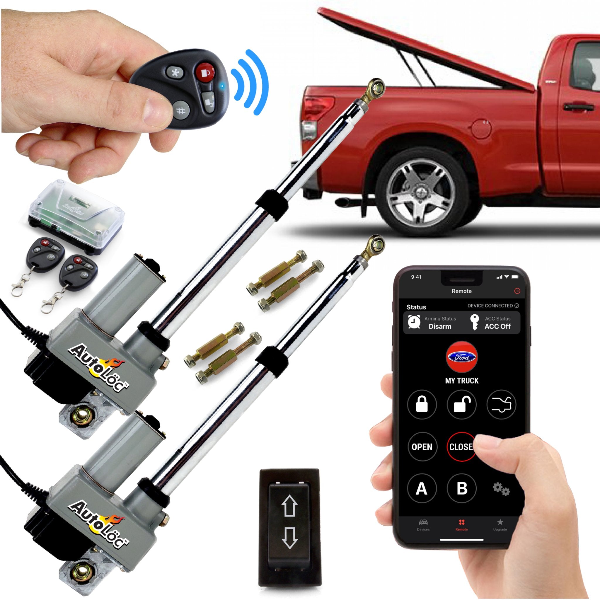 Heavy Duty Remote Control Power Tonneau Cover Kit w/ 2 Linear Actuators & Switch