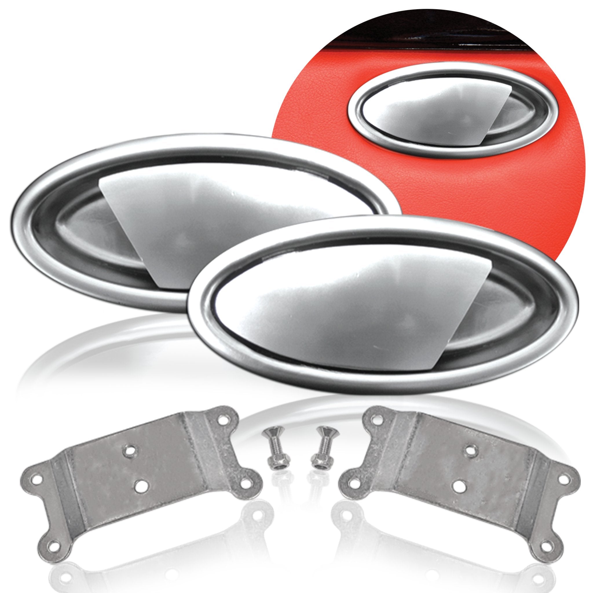 Billet Aluminum Oval Interior Recessed Car Door Handle Pocket Lever Set Pair