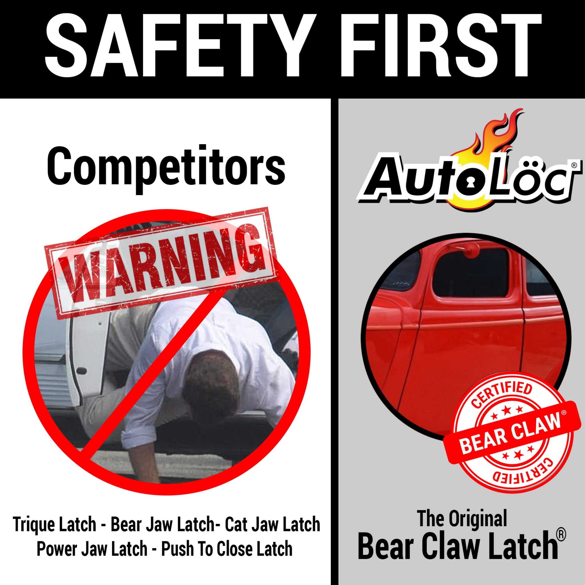 Autoloc Small Slimline Locking Bear Claw Jaw Car Door Latch Set w/ Striker Bolts