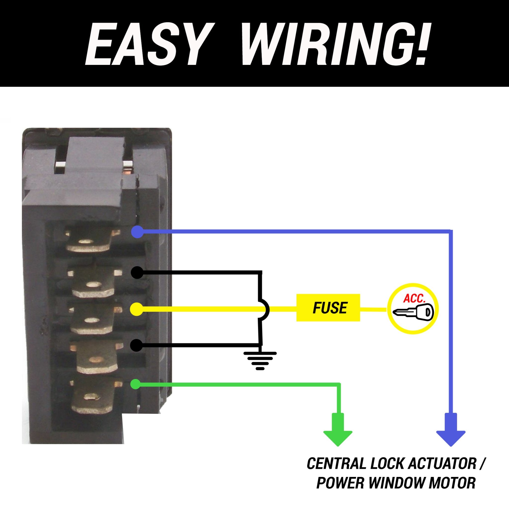 Power Window Door Lock Momentary Rocker Switch Universal 5 Pin 12V Up Down Arrow