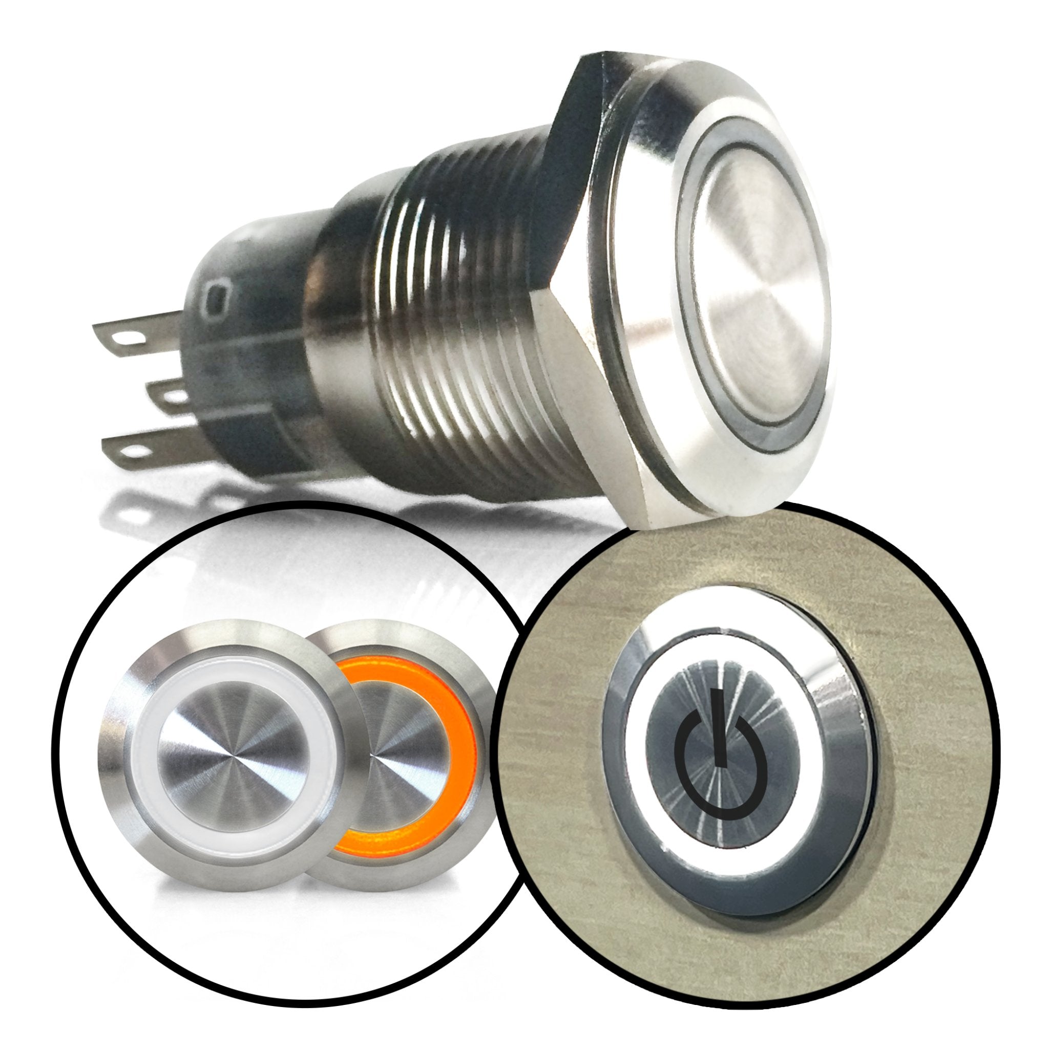 Brushed Billet Metal Push Buttons