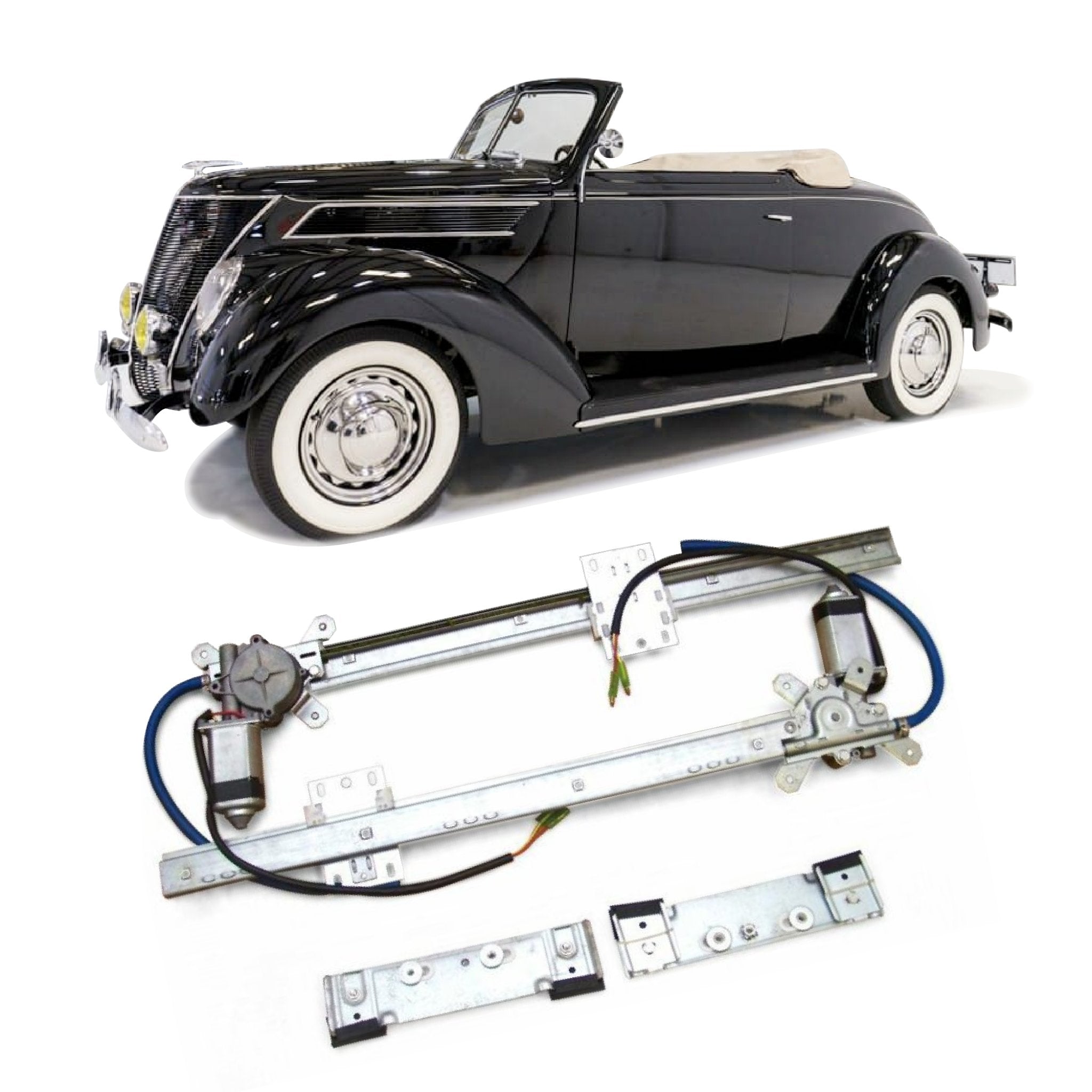 2 Door 12V Power Window Conversion Kit for 1937 Ford Roadster Standard Deluxe