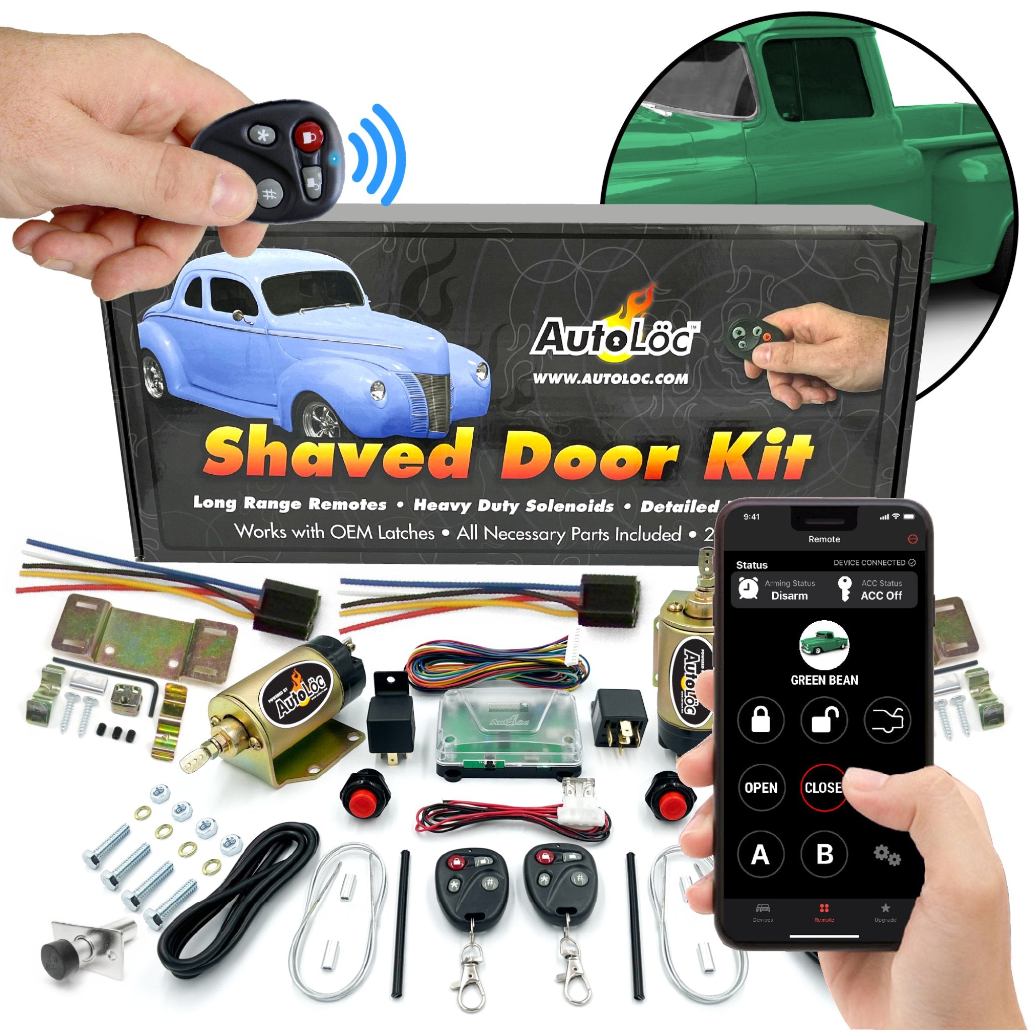 50lb Remote Shaved Door Handle Kit w/ Solenoids Poppers & Latch Cable Adaptors