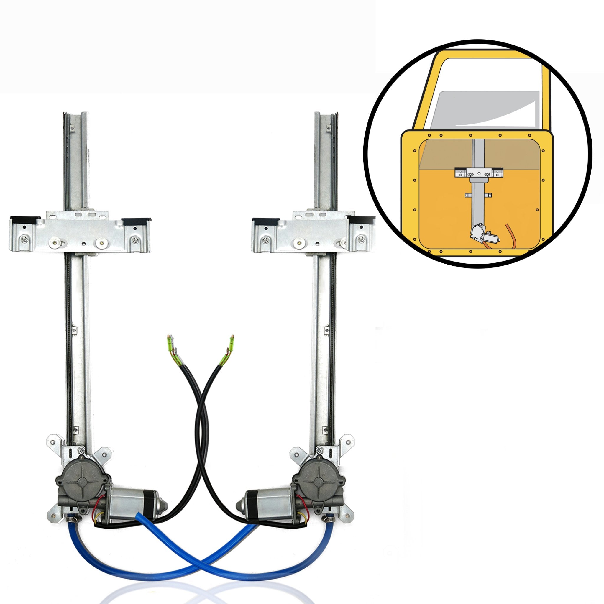 Kit de elevalunas eléctrico Universal de vidrio plano, 2 puertas, regulador, Motor, coche y camión