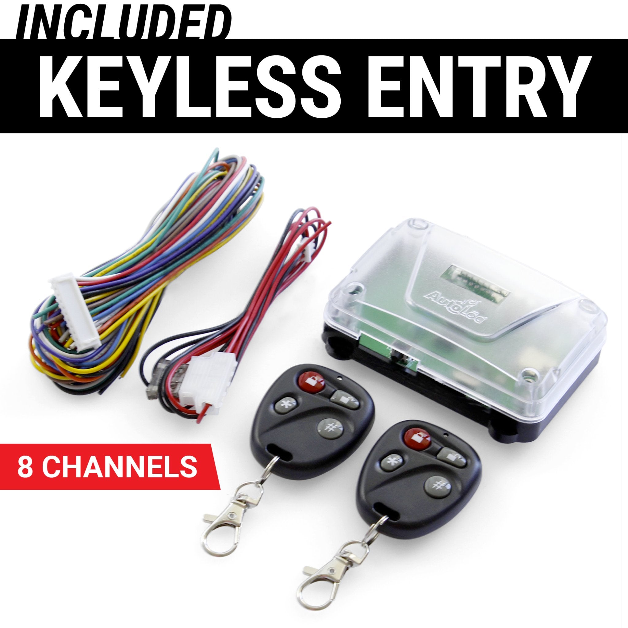 Autoloc Remote Car Power Window Control Kit w/ & 8 Channel Keyless Entry System