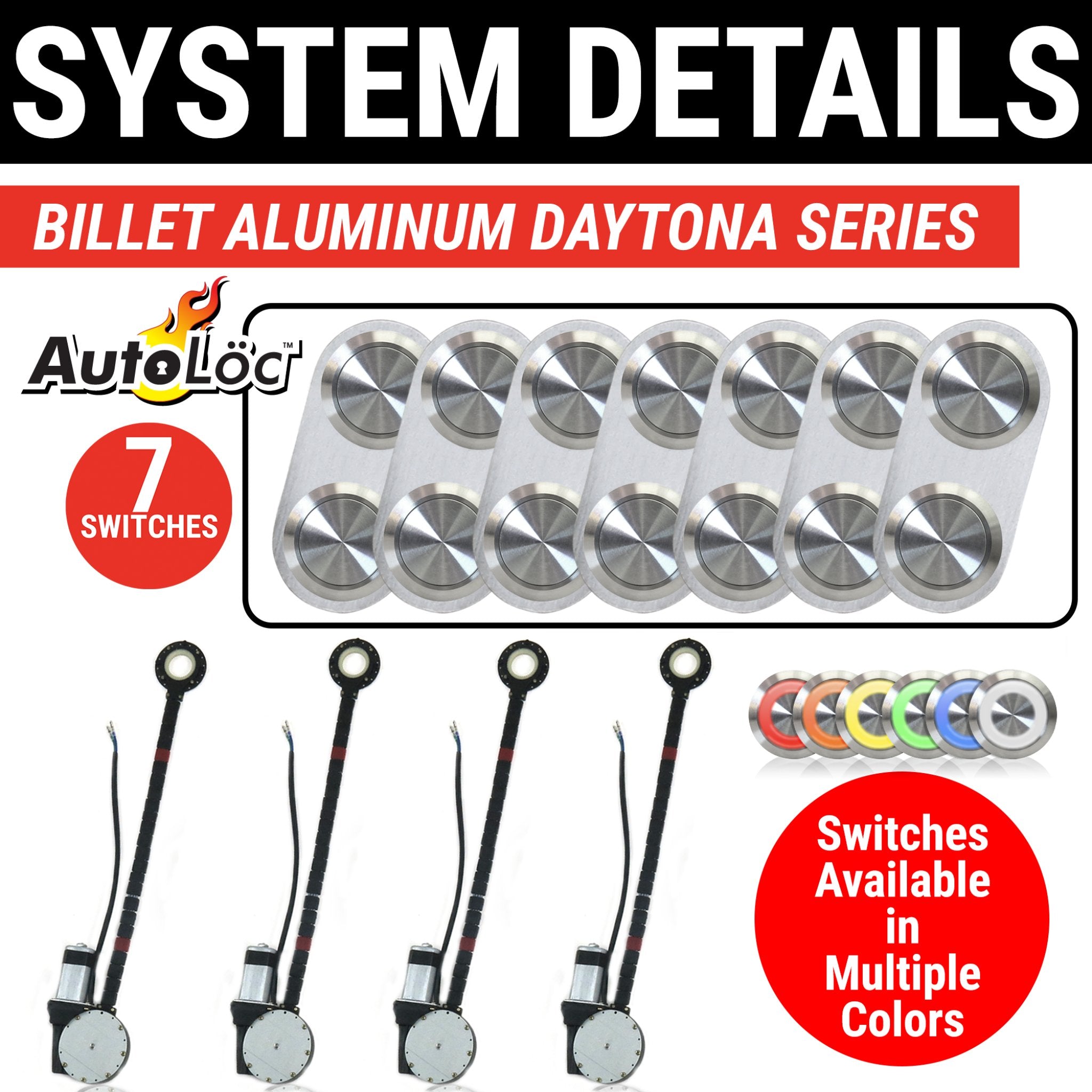 4 Door Universal Car Power Window Kit with Billet Aluminum Daytona Series Switches