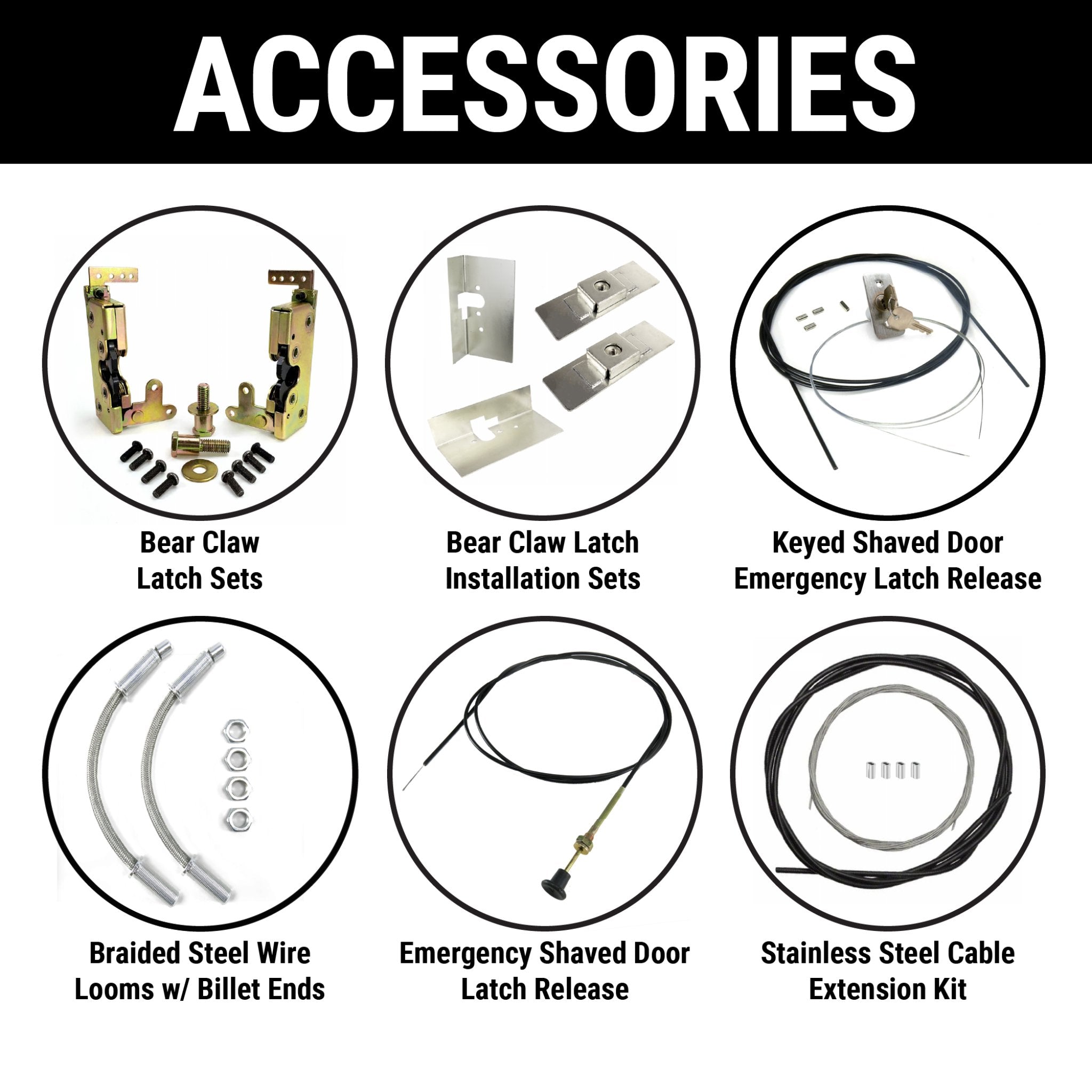 Kit de manija de puerta afeitada remota de 50 lb con solenoides y adaptadores de cable de pestillo