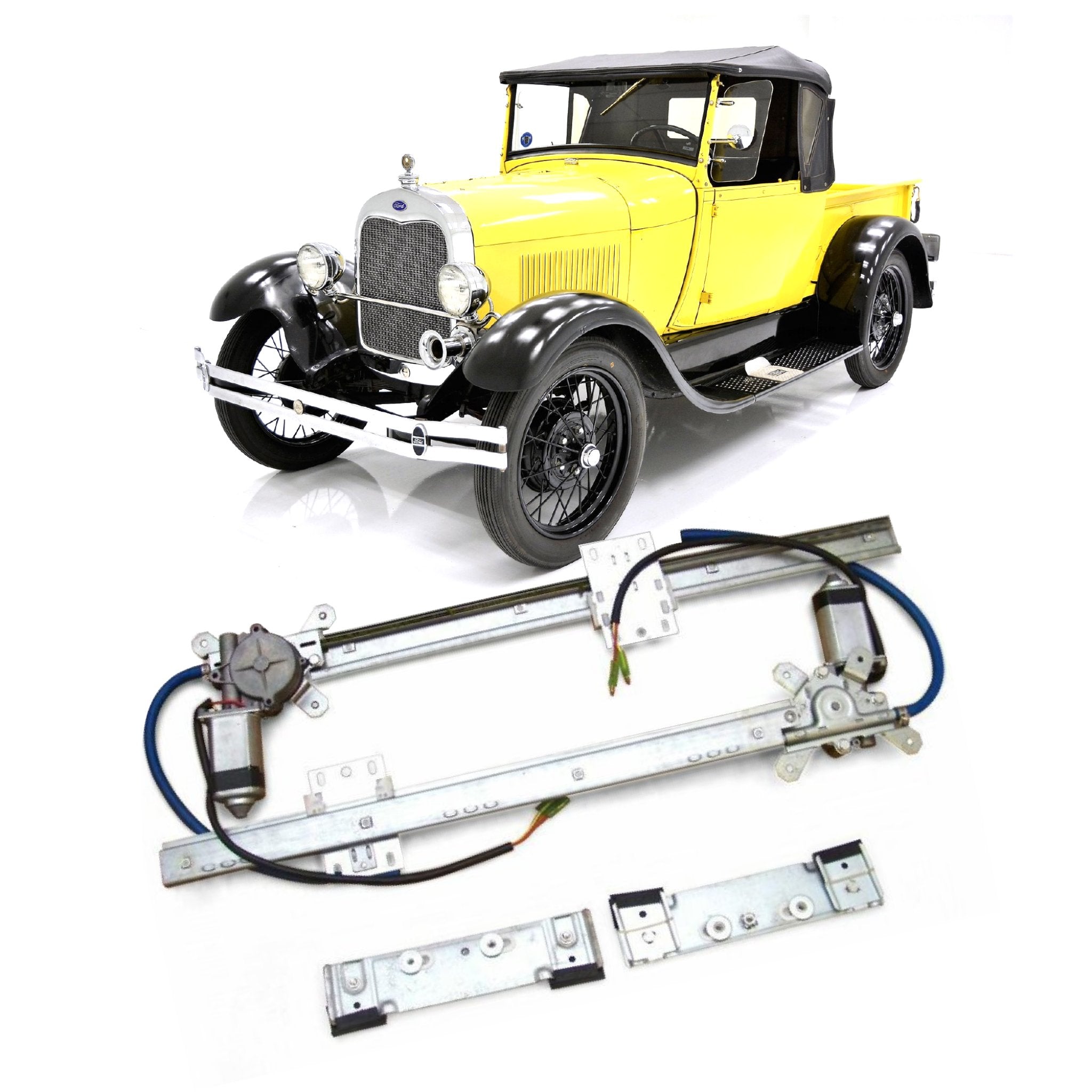 Kit de conversión de elevalunas eléctrico de 12 V de vidrio plano de 2 puertas para Cabriolet modelo A de 1928