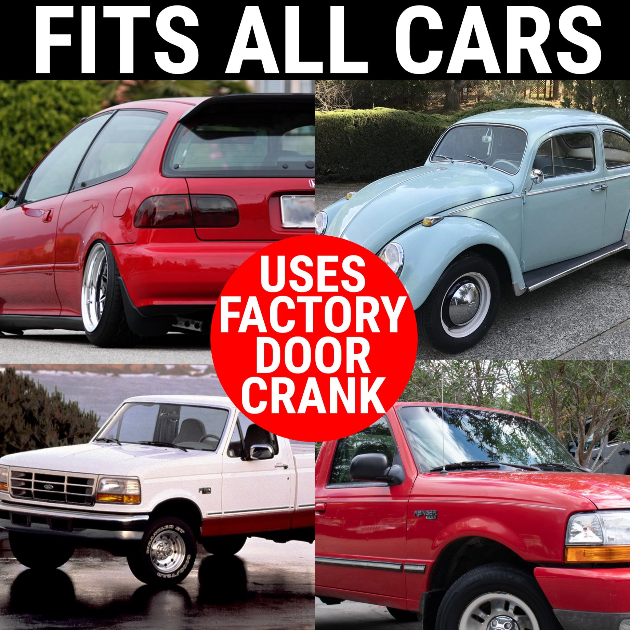 1992-1996 Toyota Chaser 2 Door Power Window Kit with Black Billet Aluminum Daytona Series Switches