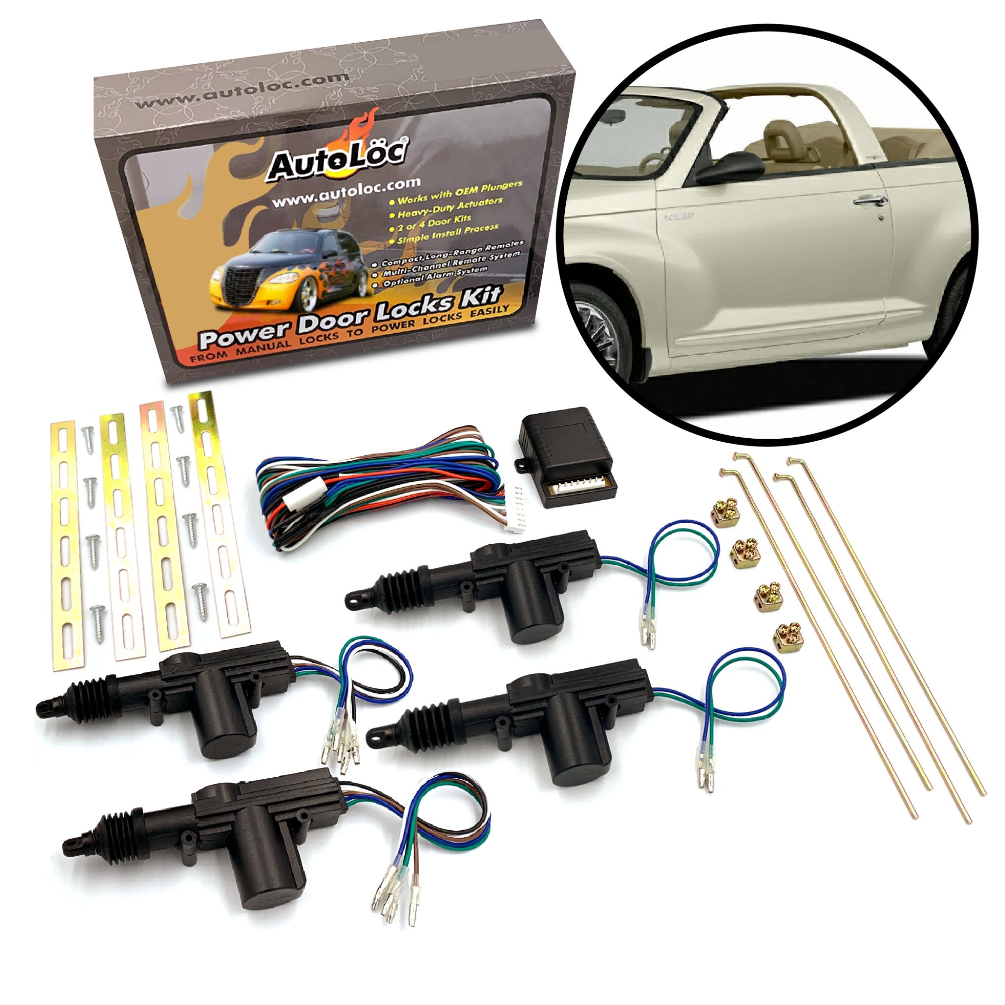 AutoLoc PT Cruiser 4 Door Central Power Locking System Kit w/ HD Actuators 12V