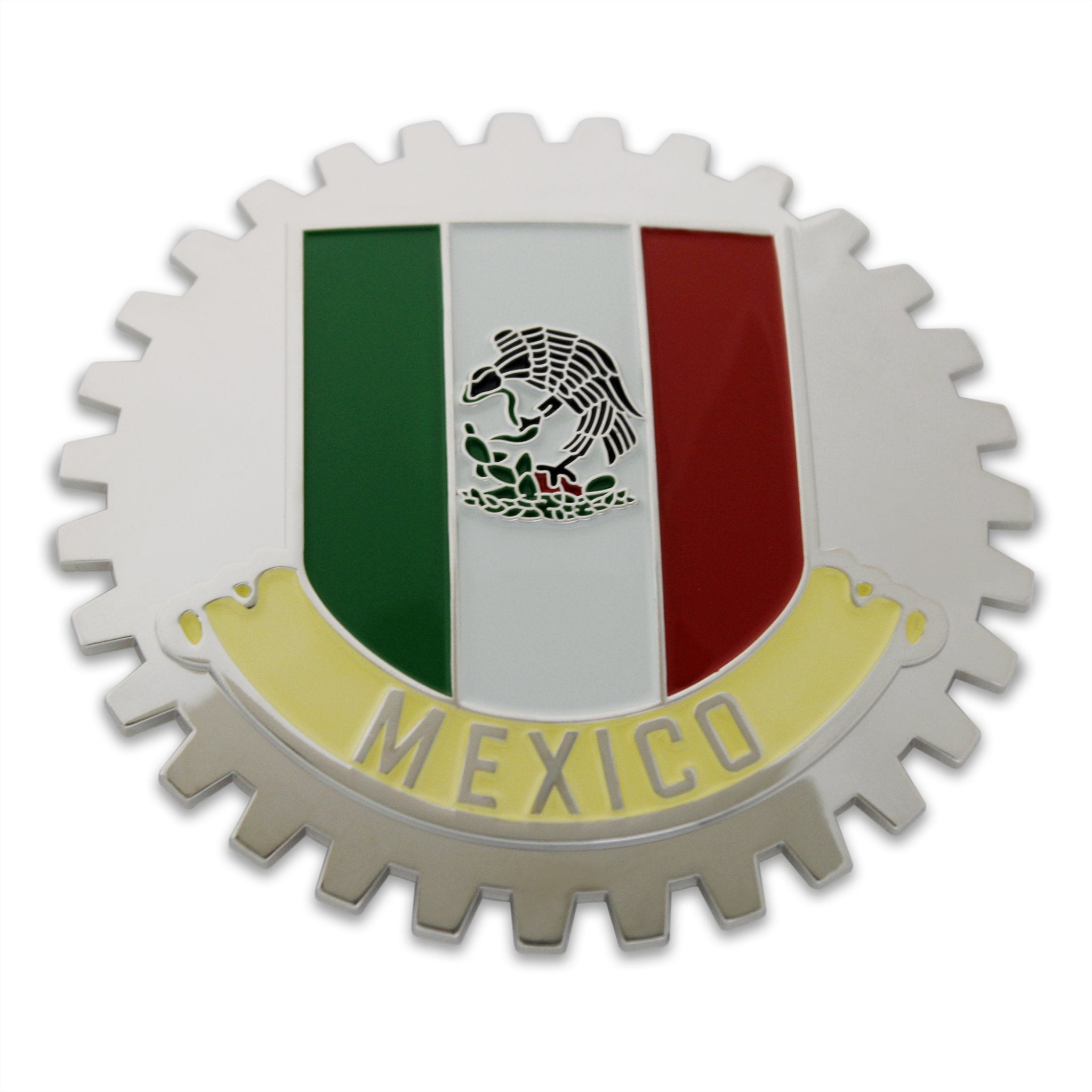 Chrome Car Truck Grill Badge Mexican Eagle Flag Metal Emblem Medallion Banner