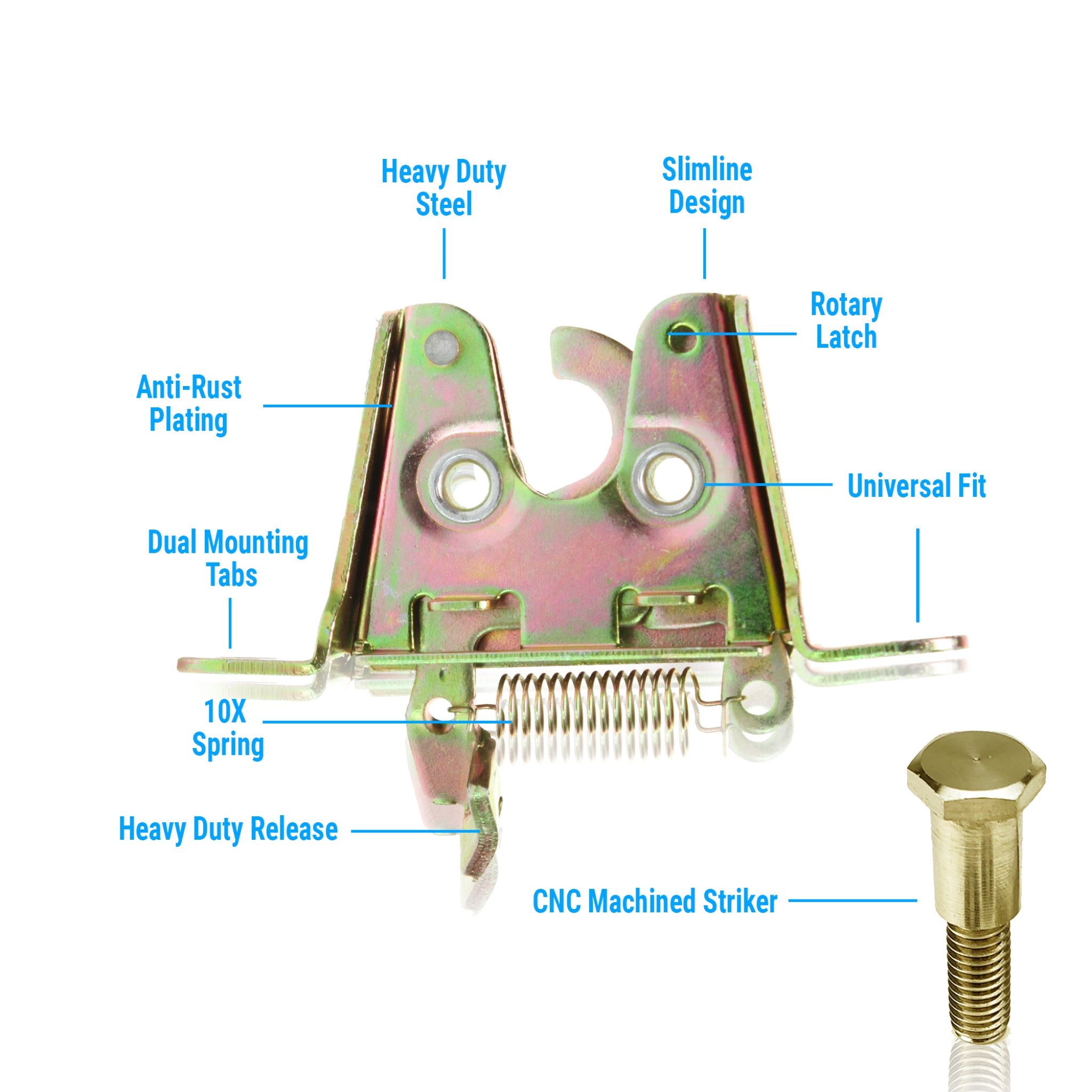 Heavy Duty Large Slimline Bear Claw Trunk and Hood Latch Assembly Set Universal