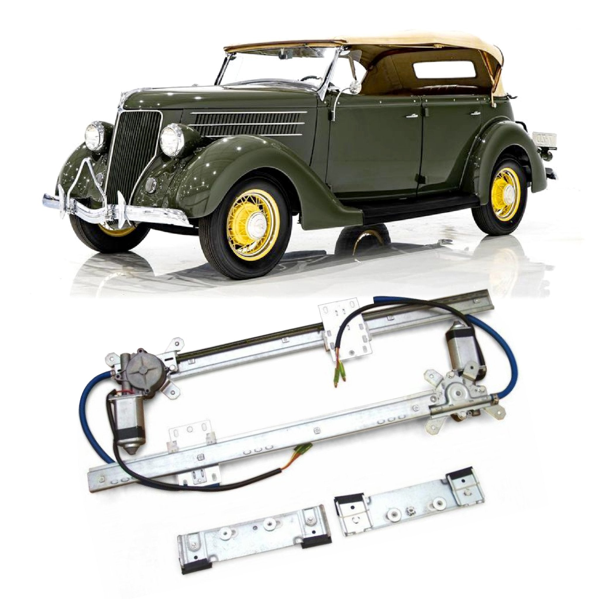 2 Door Flat Glass Power Window Conversion Kit for 1936 Ford Model 48 Phaeton