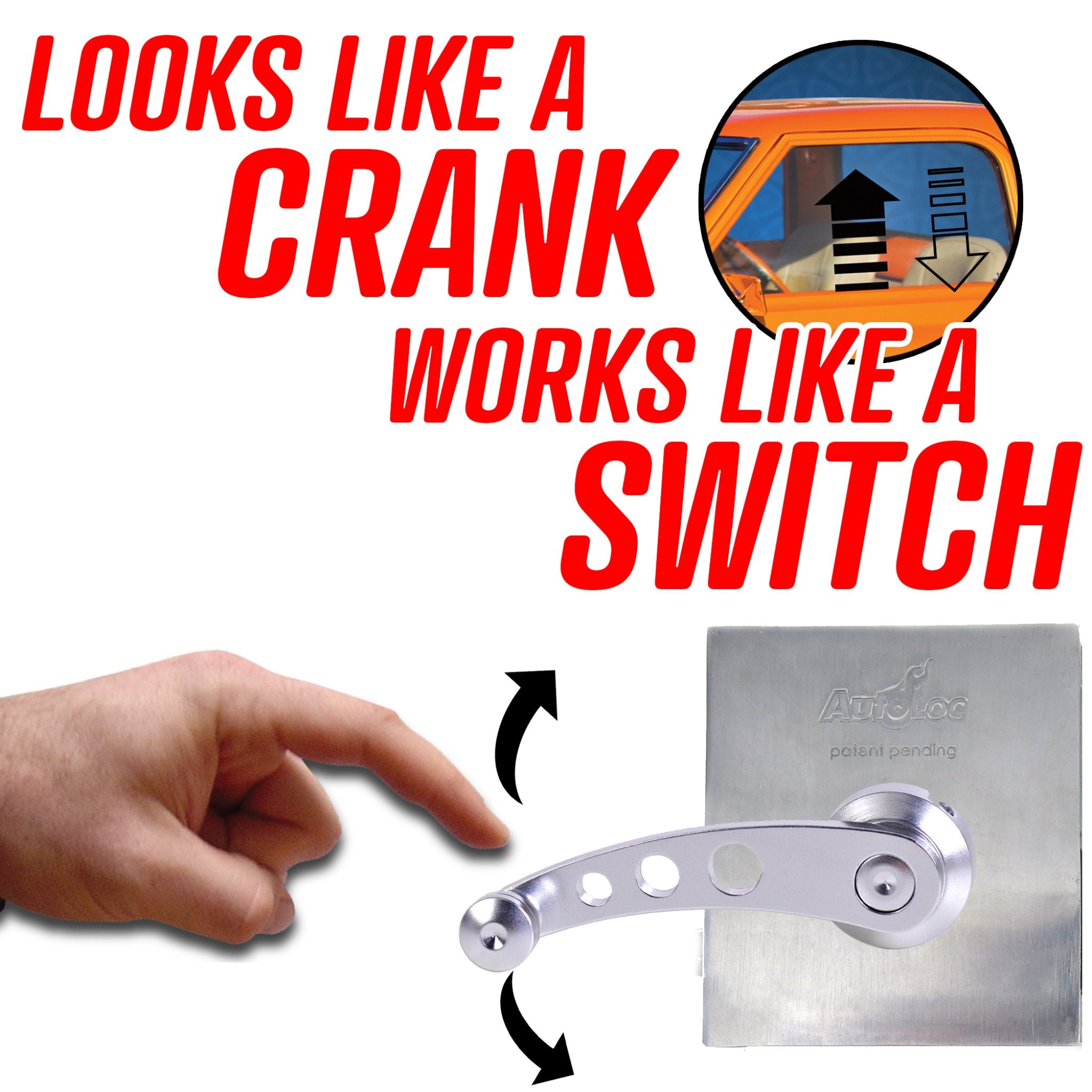 1949-1953 Oldsmobile Eighty-Eight 12V Power Window Billet Crank Switch & Flame Lever Handles Kit