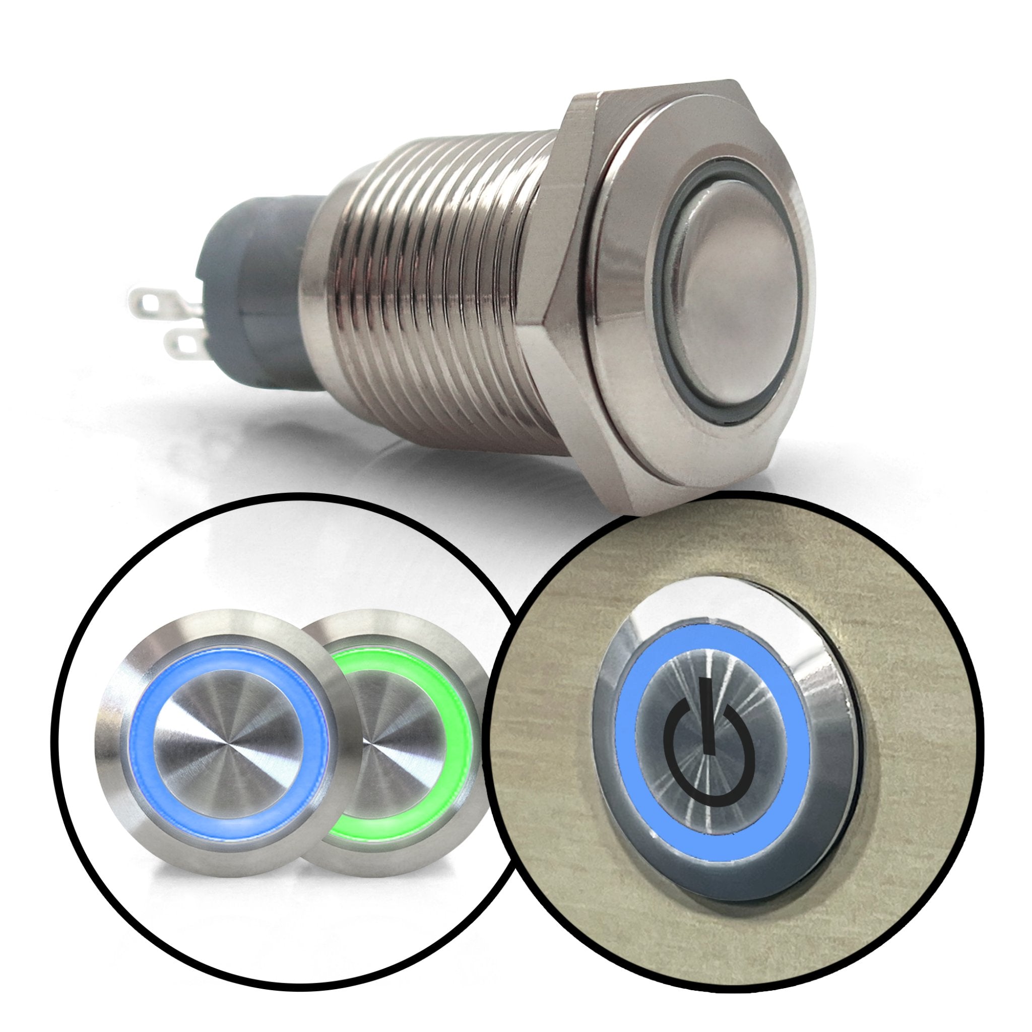 Brushed Billet Metal Push Buttons