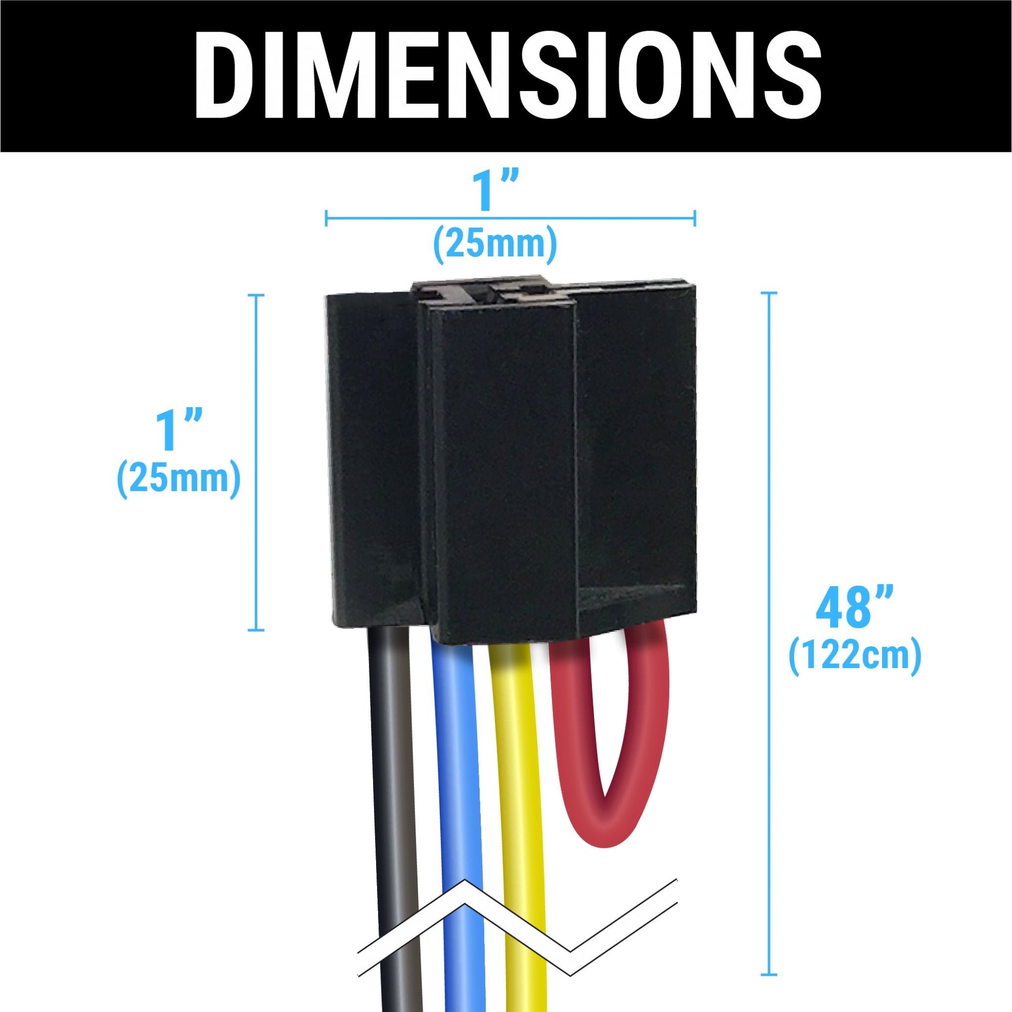 4-Pin 12V DC 48" Conector de cable flexible extra largo del zócalo del relé del coche