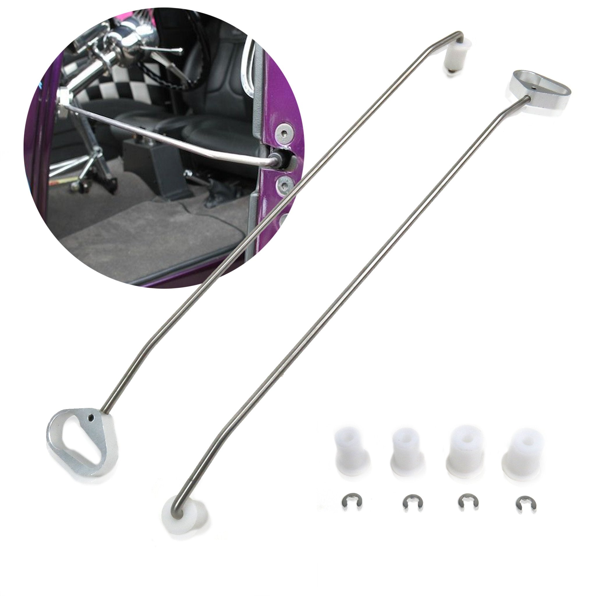 Stainless Steel Door Prop Open Rods Set Holds Latch Interior Display Car Shows