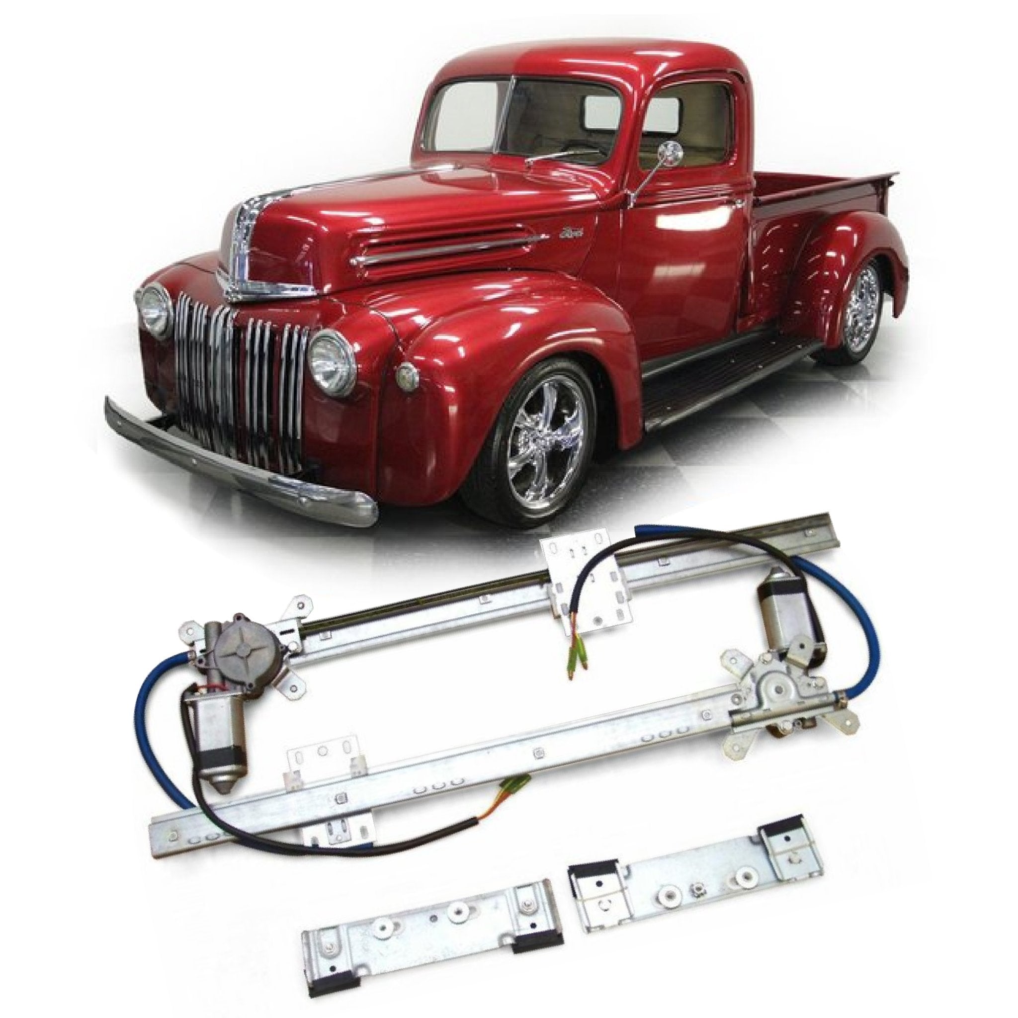 Autoloc Flat Glass Power Window Conversion Kit for 1942 Ford Pickup Truck Panel