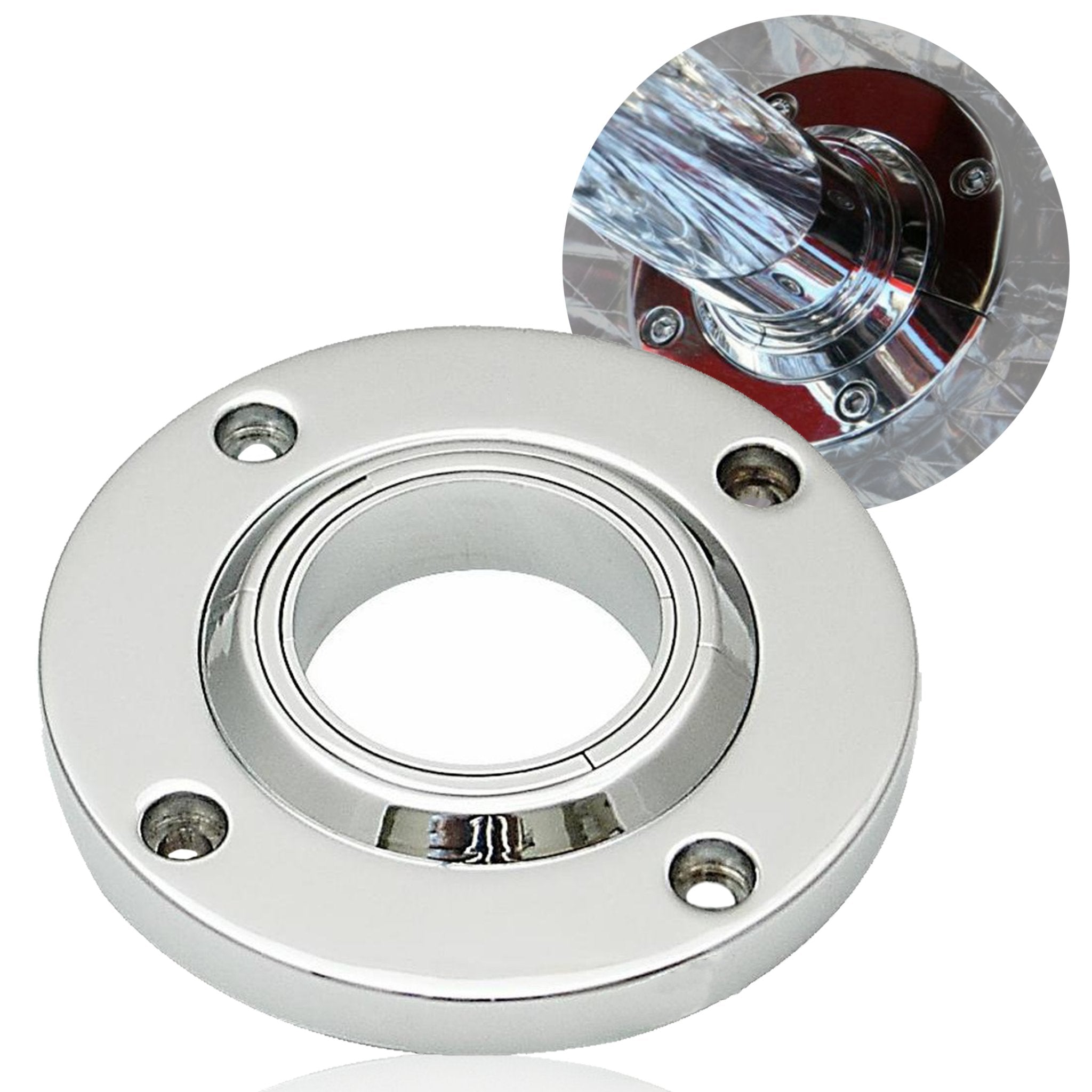 Chrome Billet Steering Column Split Swivel Floor Mount for 1 3/4, 2", & 2 1/4"