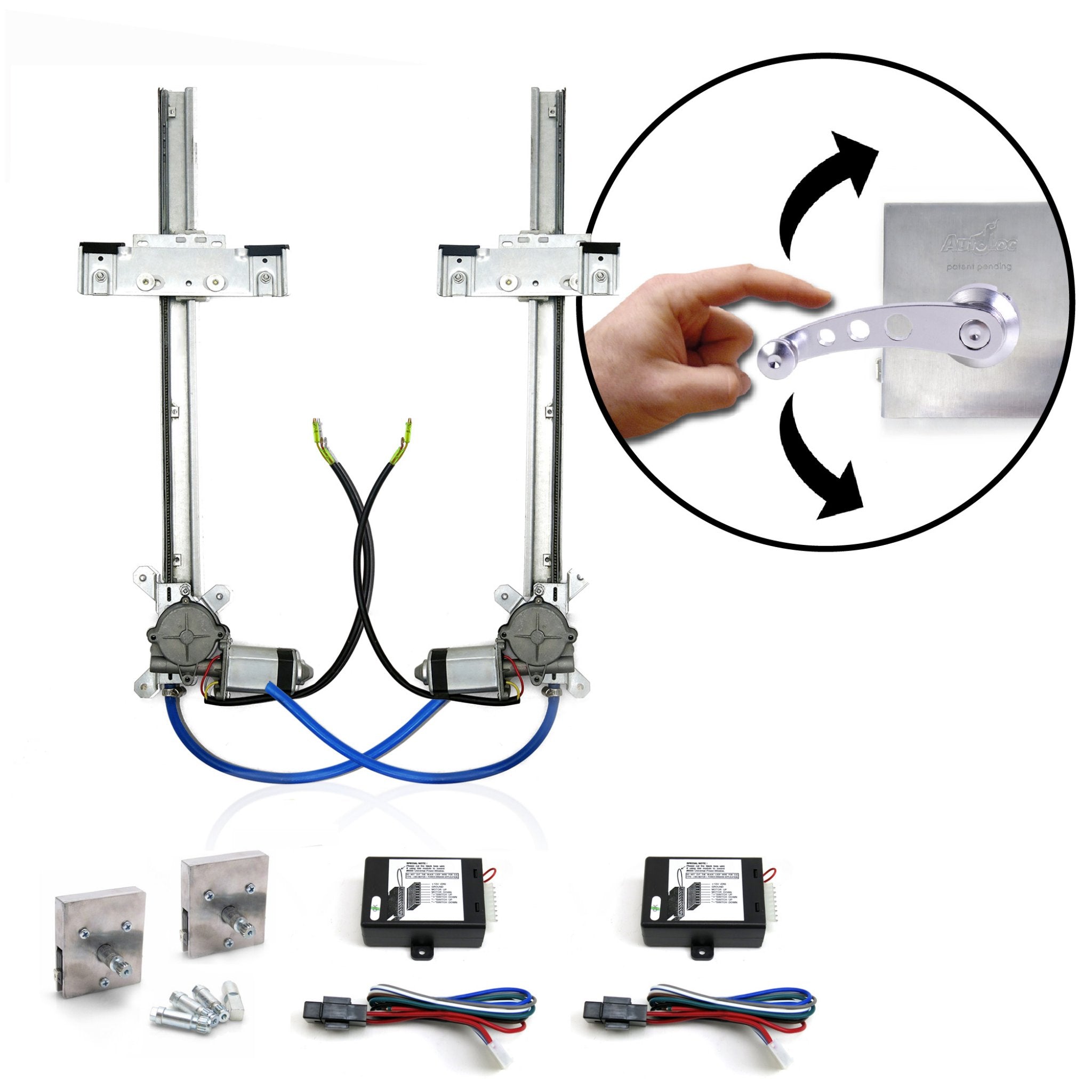 Kit de conversión de elevalunas eléctrico de vidrio plano de 12 V con interruptores de manivela tipo palanquilla de un solo toque