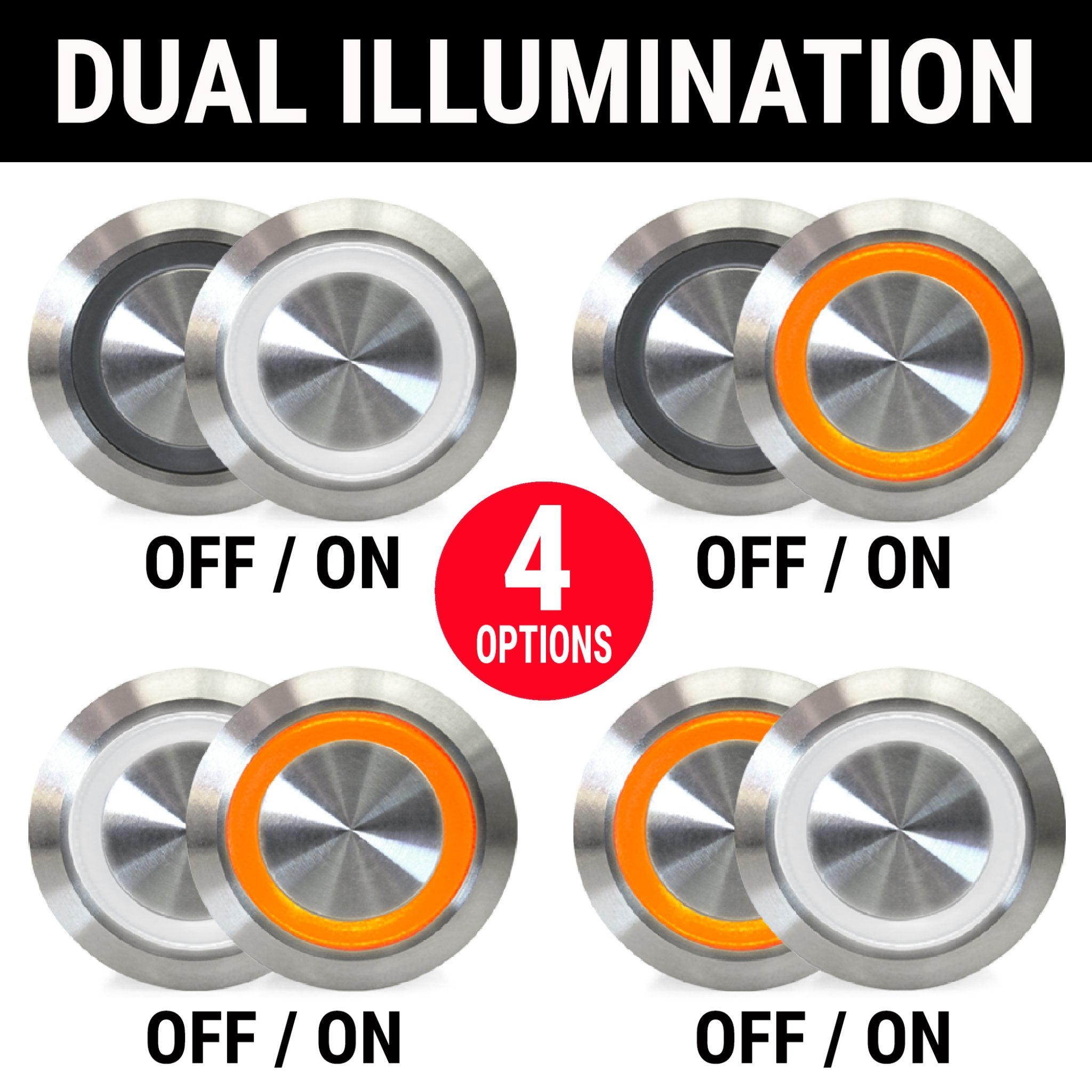 Brushed Billet Metal Push Buttons