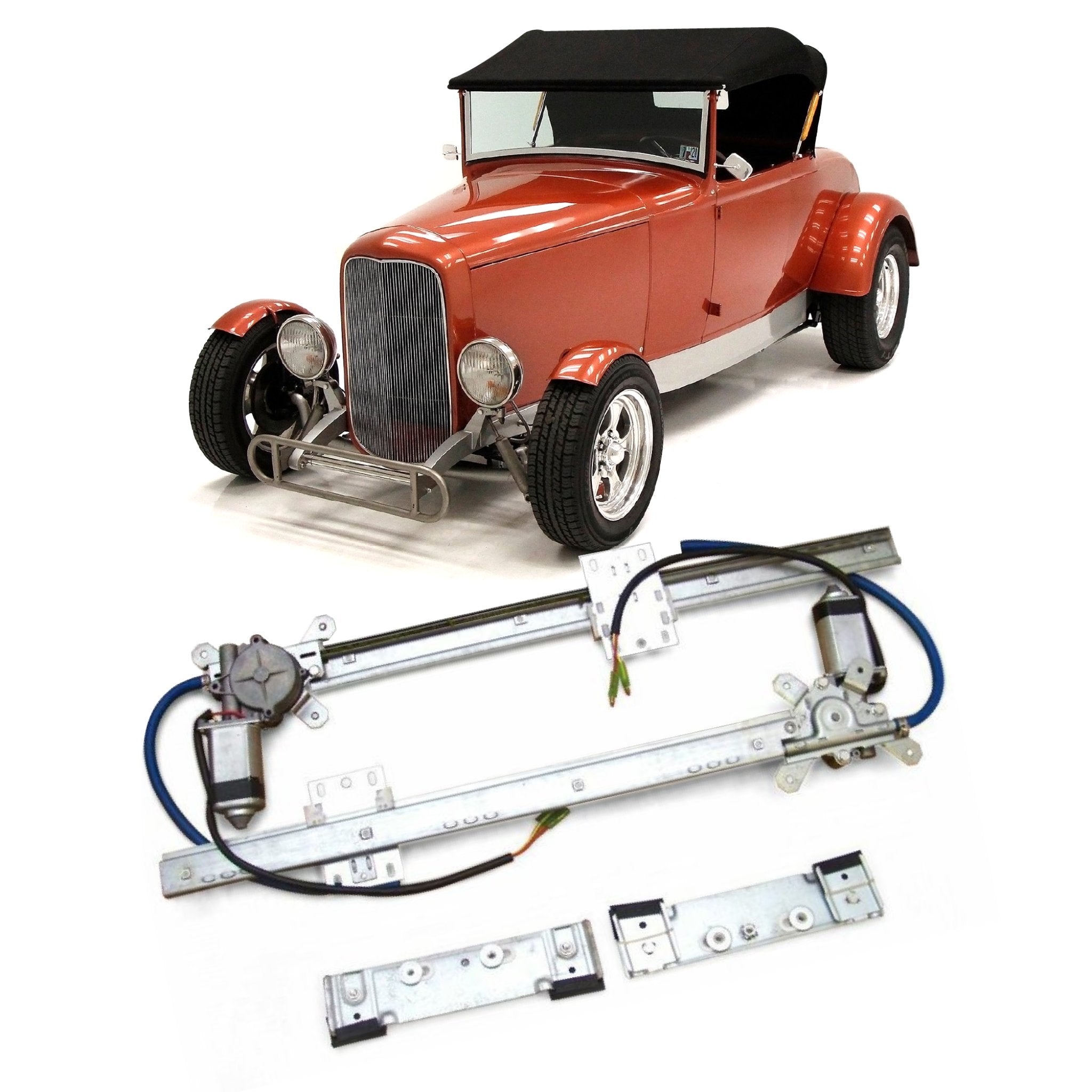 12V Power Window Kit for 1930 Model A Roadster Pickup Standard Deluxe or Sport