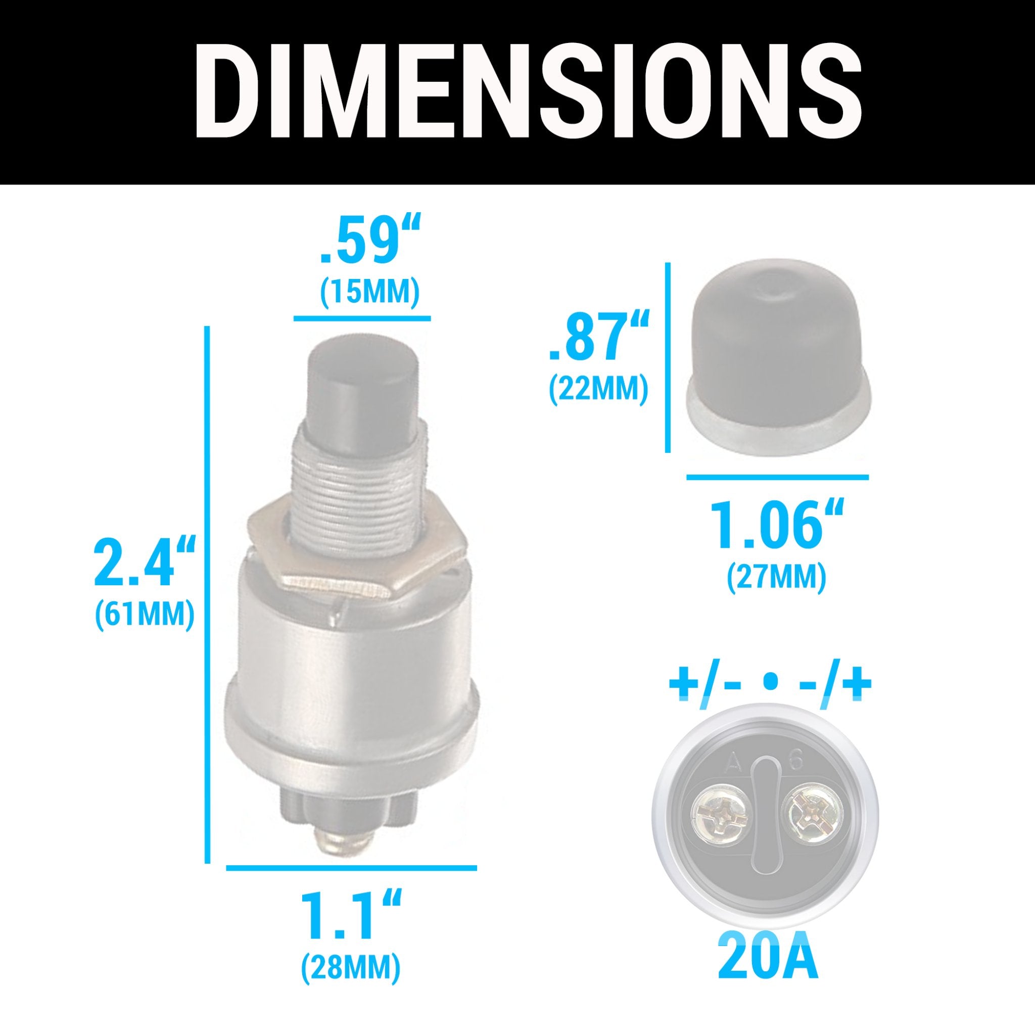 1959-1963 AC Greyhound 12v Waterproof Emergency Momentary Back Up Push Button Switch Shaved Door Horn