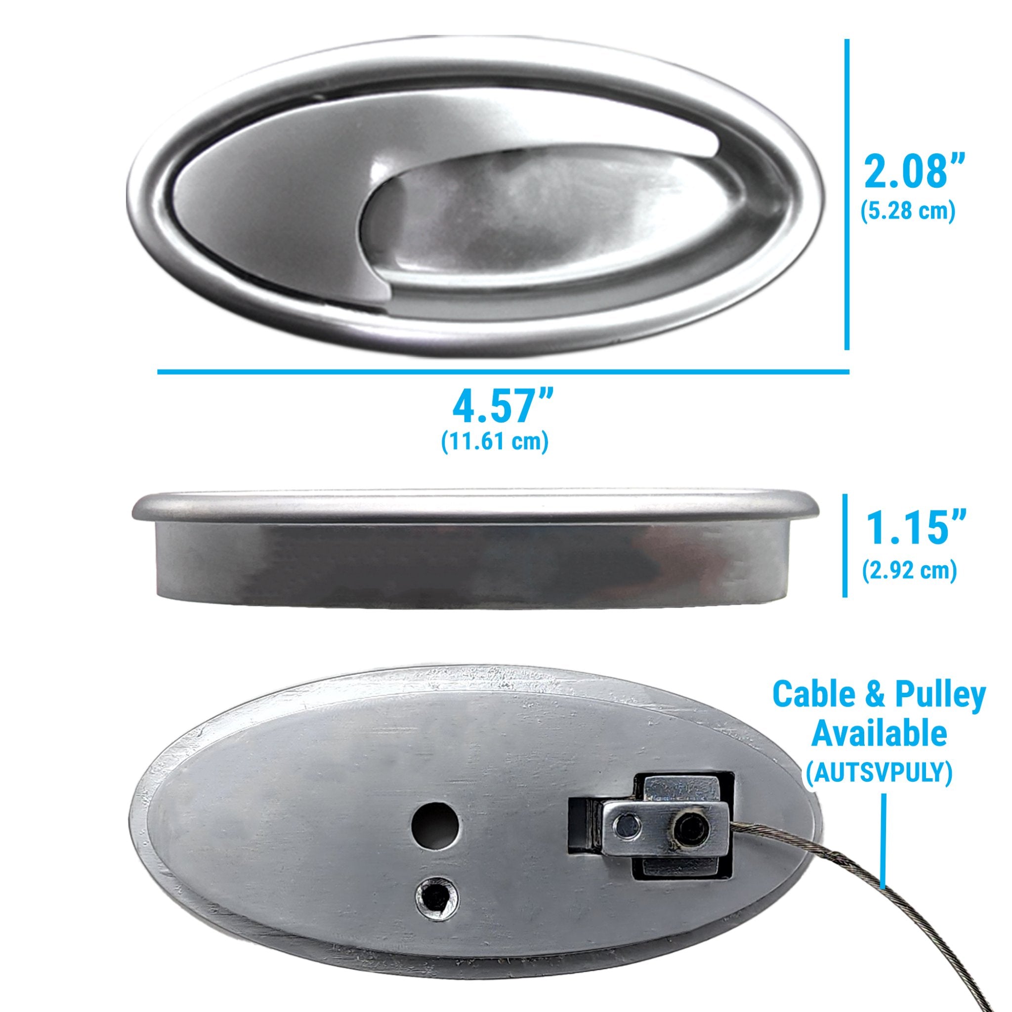 Par de palancas de bolsillo con manija de puerta empotrada interior ovalada de aluminio Billet