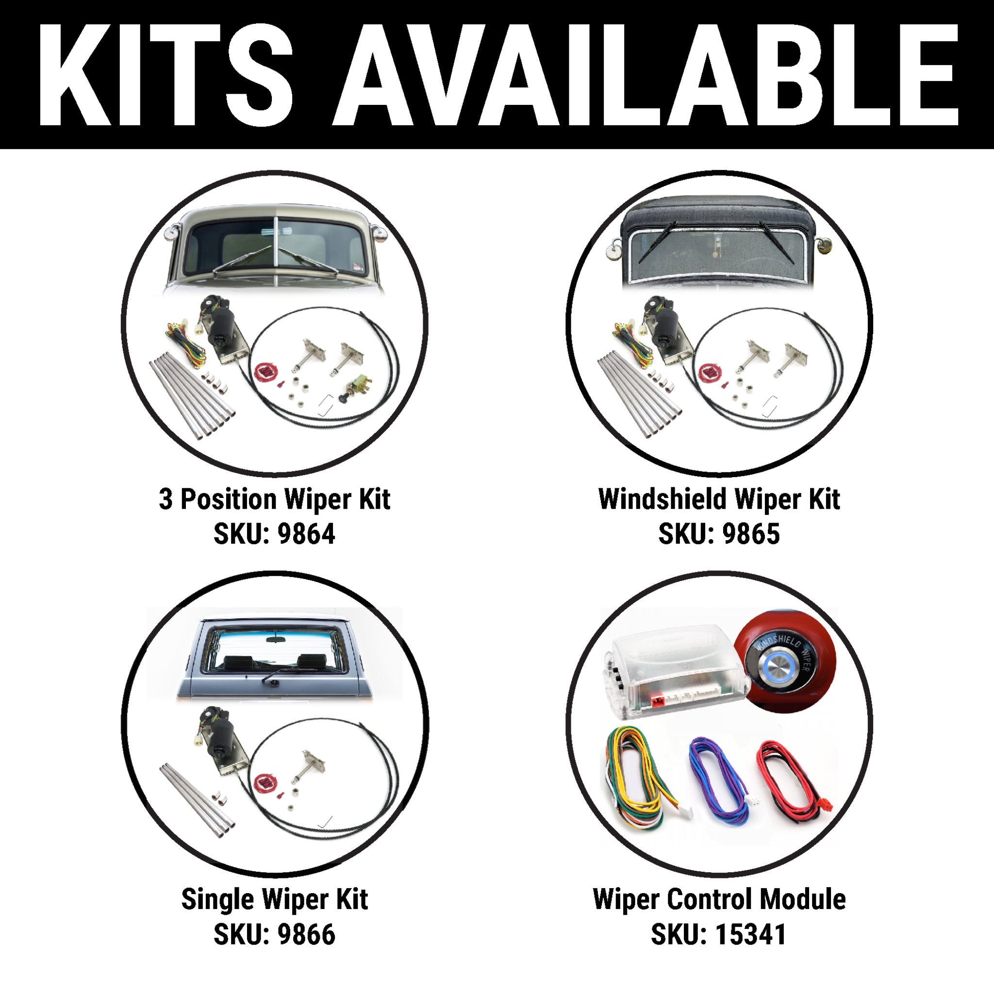 Power Windshield Wiper Kit Tubes & Adaptor Kit