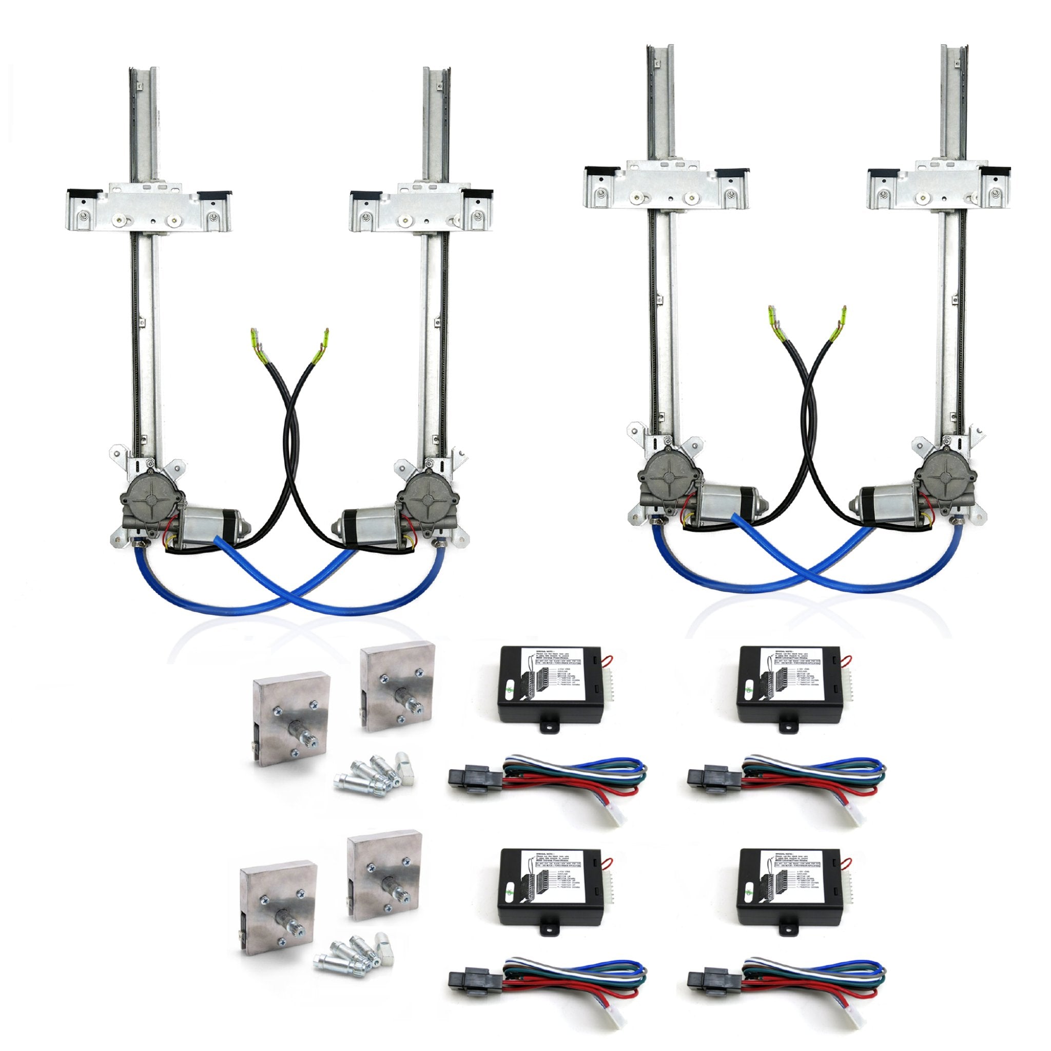 1901-1902 Isotta Fraschini Runabout 4 Door Flat Glass 12V Power Window Conversion Kit with One Touch Billet Crank Switches