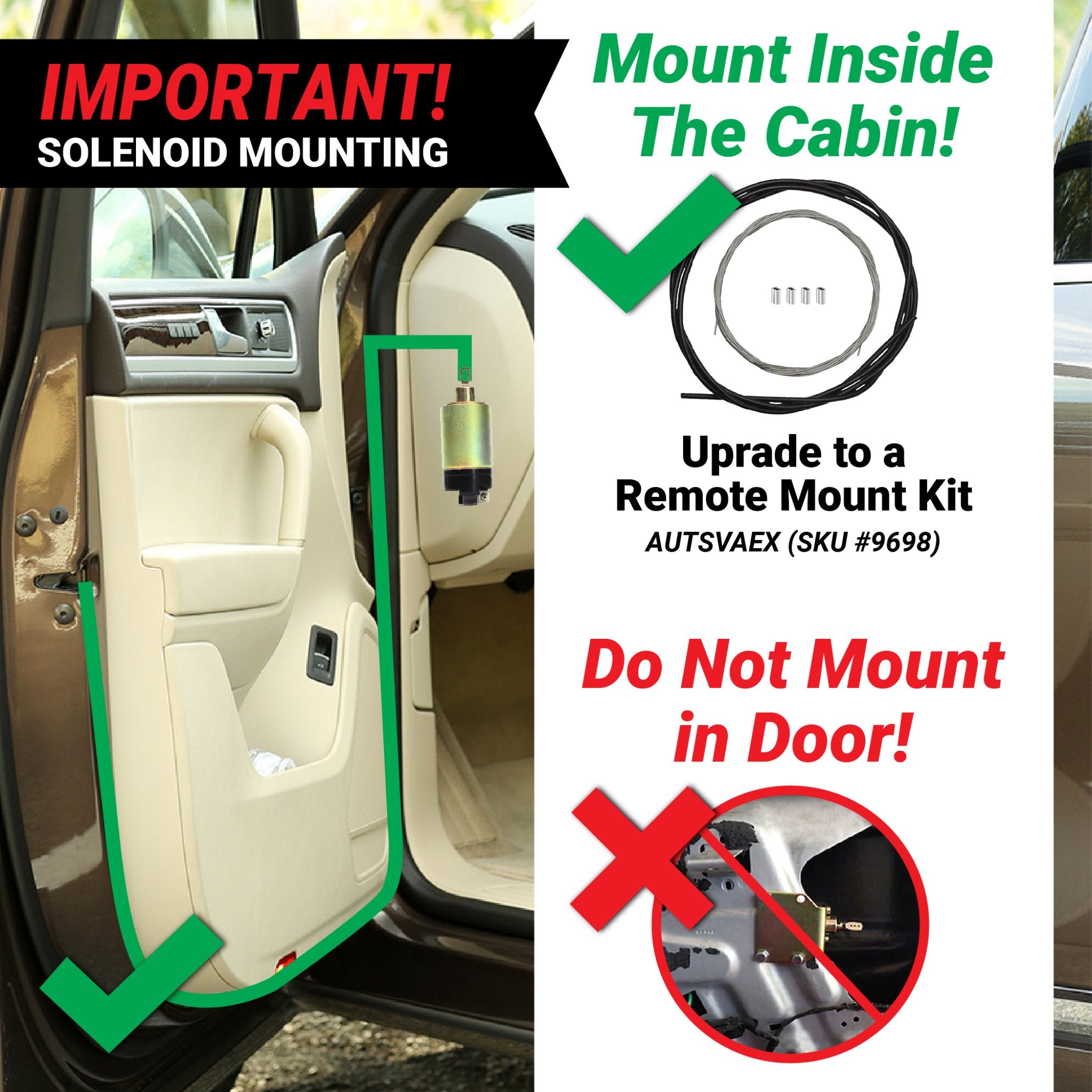 1998-2004 Cadillac Seville 35lb Remote Shaved 4 Door Popper Pop Kit Keyless Entry Handle, STS, SLS, Seville