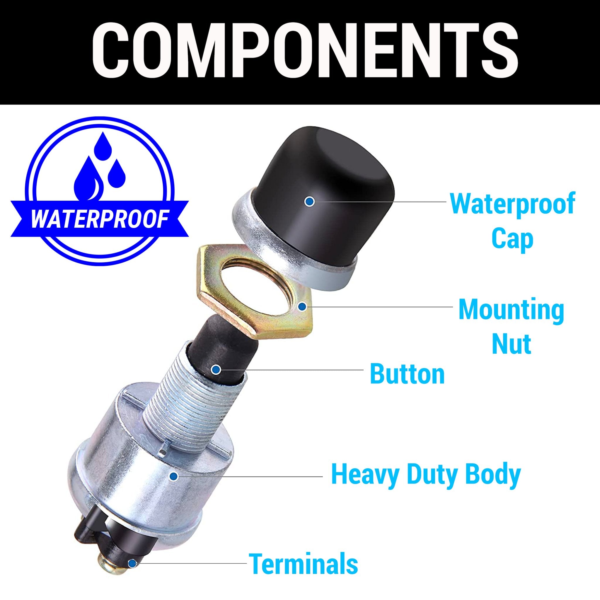 1996-1999 Mega Monte Carlo 12v Waterproof Emergency Momentary Back Up Push Button Switch Shaved Door Horn