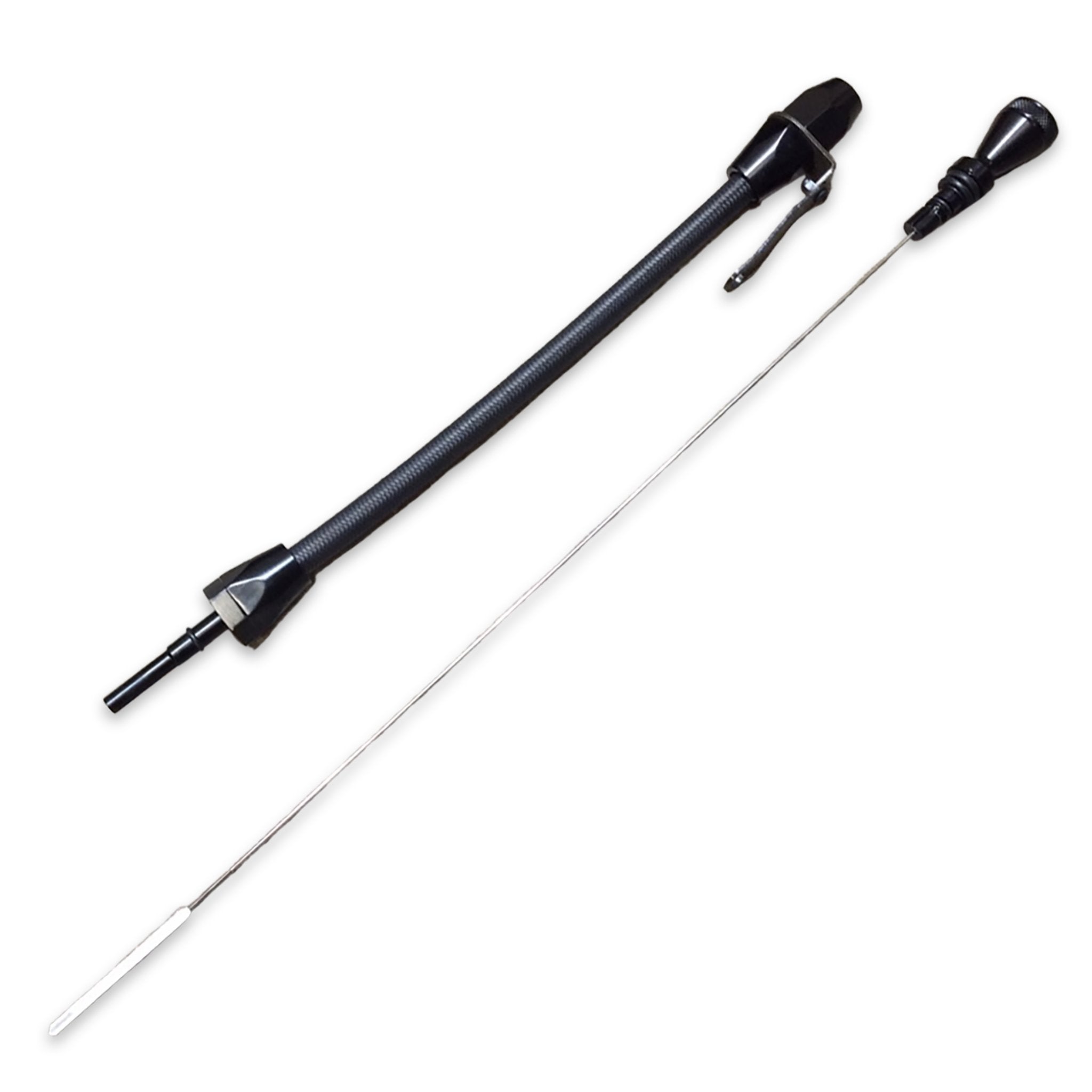 Black Engine Oil Dipstick Chevy SBC 1980 and Later Stainless Steel - Twist Lock