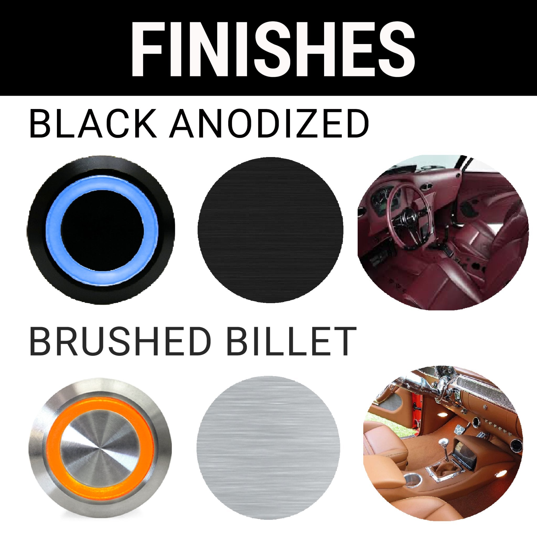 Black Anodized Metal Push Buttons