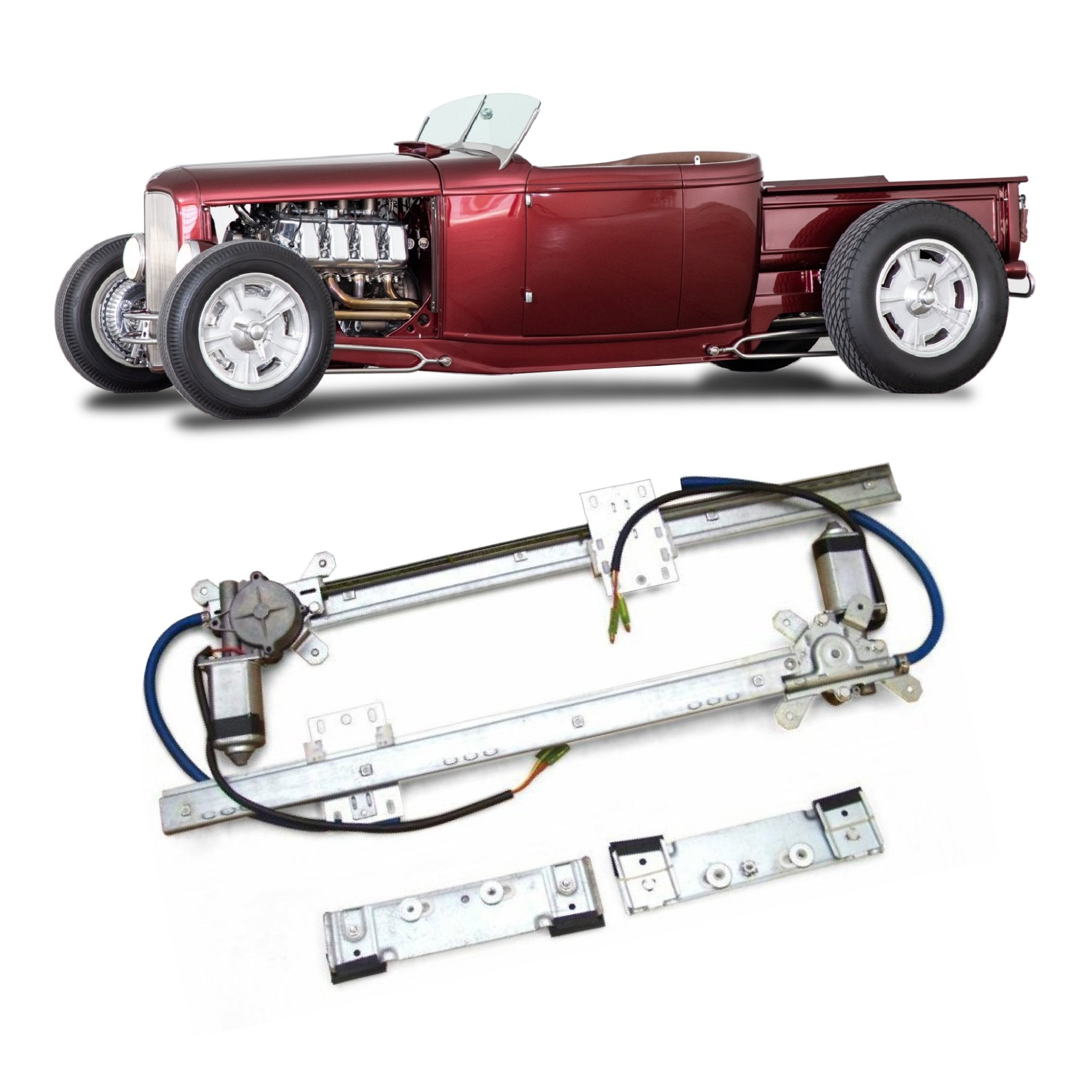 Kit de conversión de elevalunas eléctrico de 12 V de vidrio plano para camioneta Roadster modelo B 1932