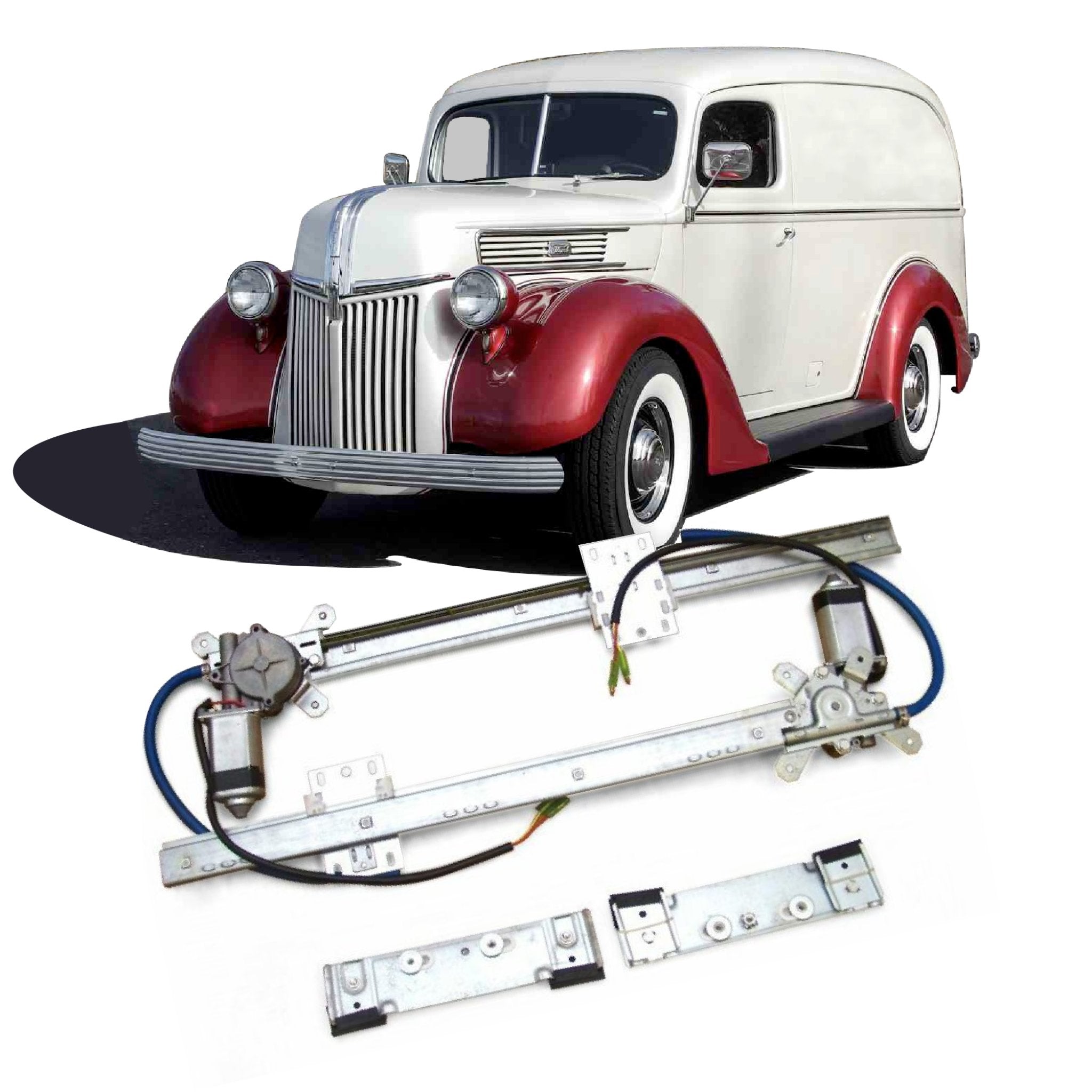 Autoloc 2 Door 12V Electric Power Window Conversion Kit for 1941 Ford Delivery