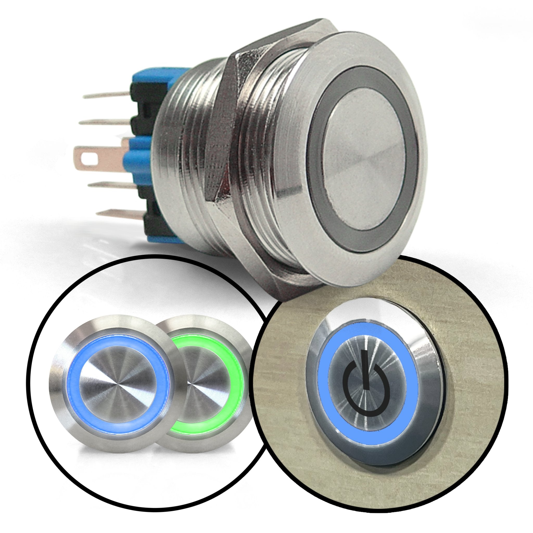 Brushed Billet Metal Push Buttons