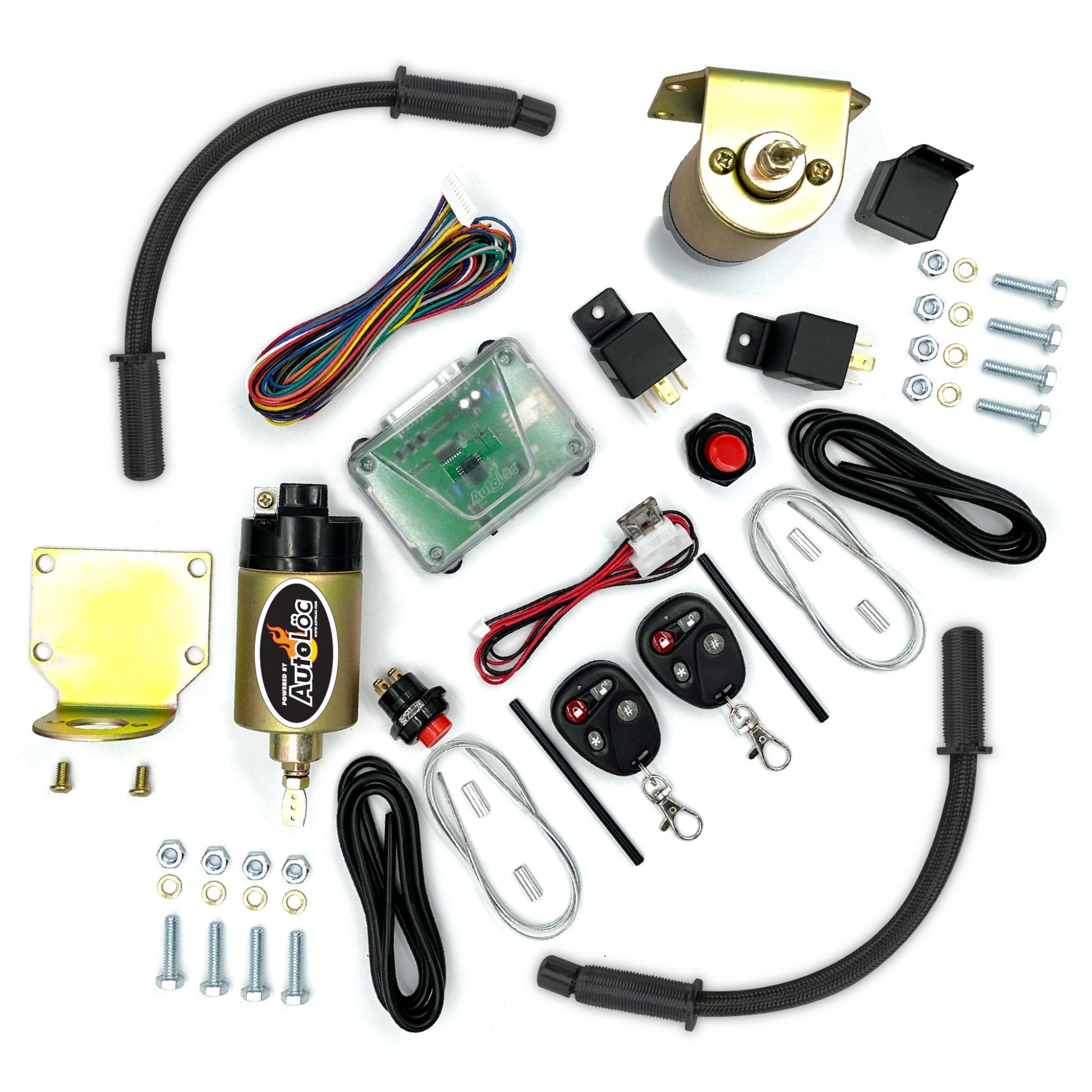 Kit de puerta afeitada remota de 50 lb de ajuste universal, 4 funciones, con relés y telares de cables de 12"