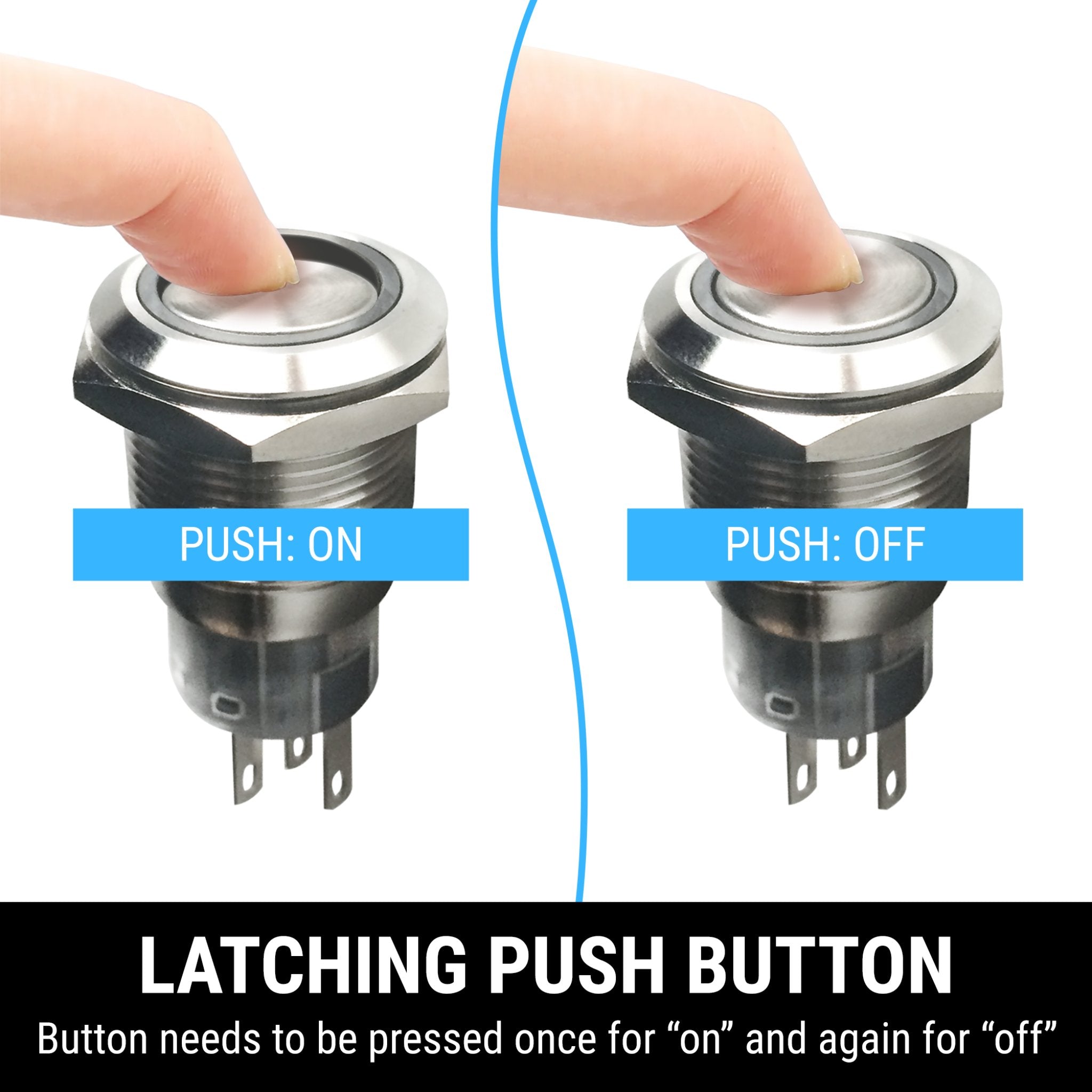 Brushed Billet Metal Push Buttons
