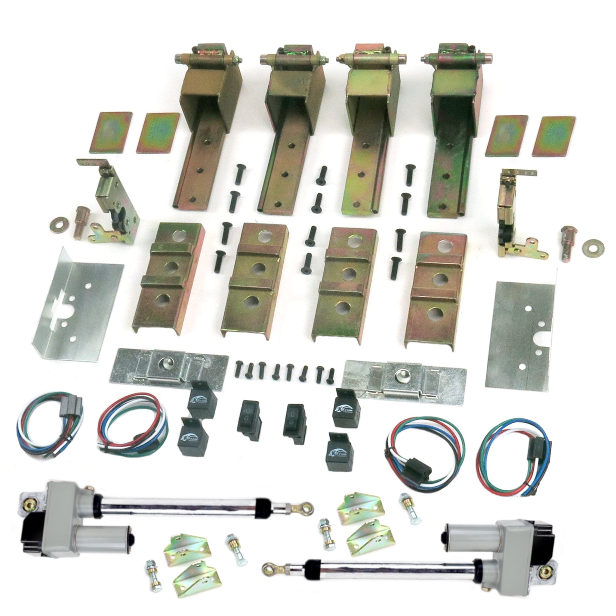 Kit de bisagras ocultas suicidas eléctricas automatizadas de 2 puertas con pestillos, motor de 12 V e interruptores