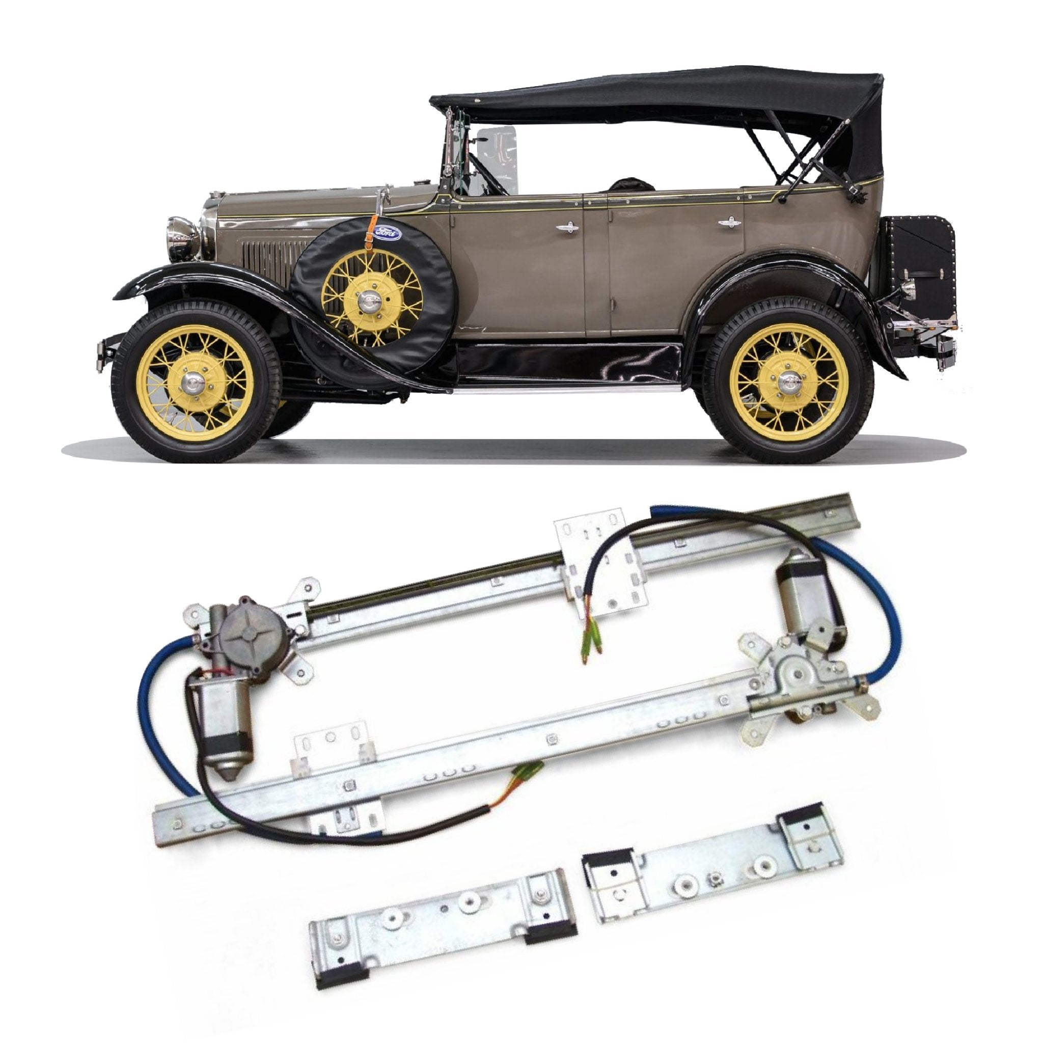 2 Door Flat Glass Electric Power Window Conversion Kit for 1930 Model A Phaeton