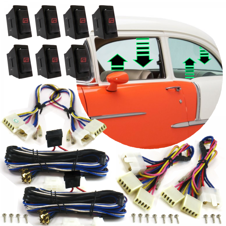 Power Window Switch Kit for 4 Doors with Wiring Harnesses