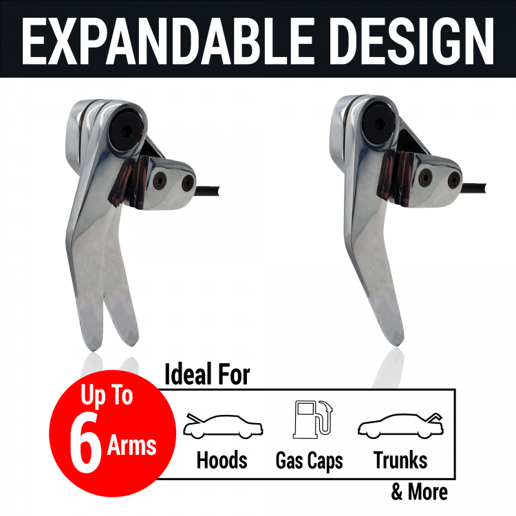 AutoLoc Latch Release Features an Expandable Design! Add Up to 6 Arms - Ideal for Hoods • Gas Caps • Trunks + More!