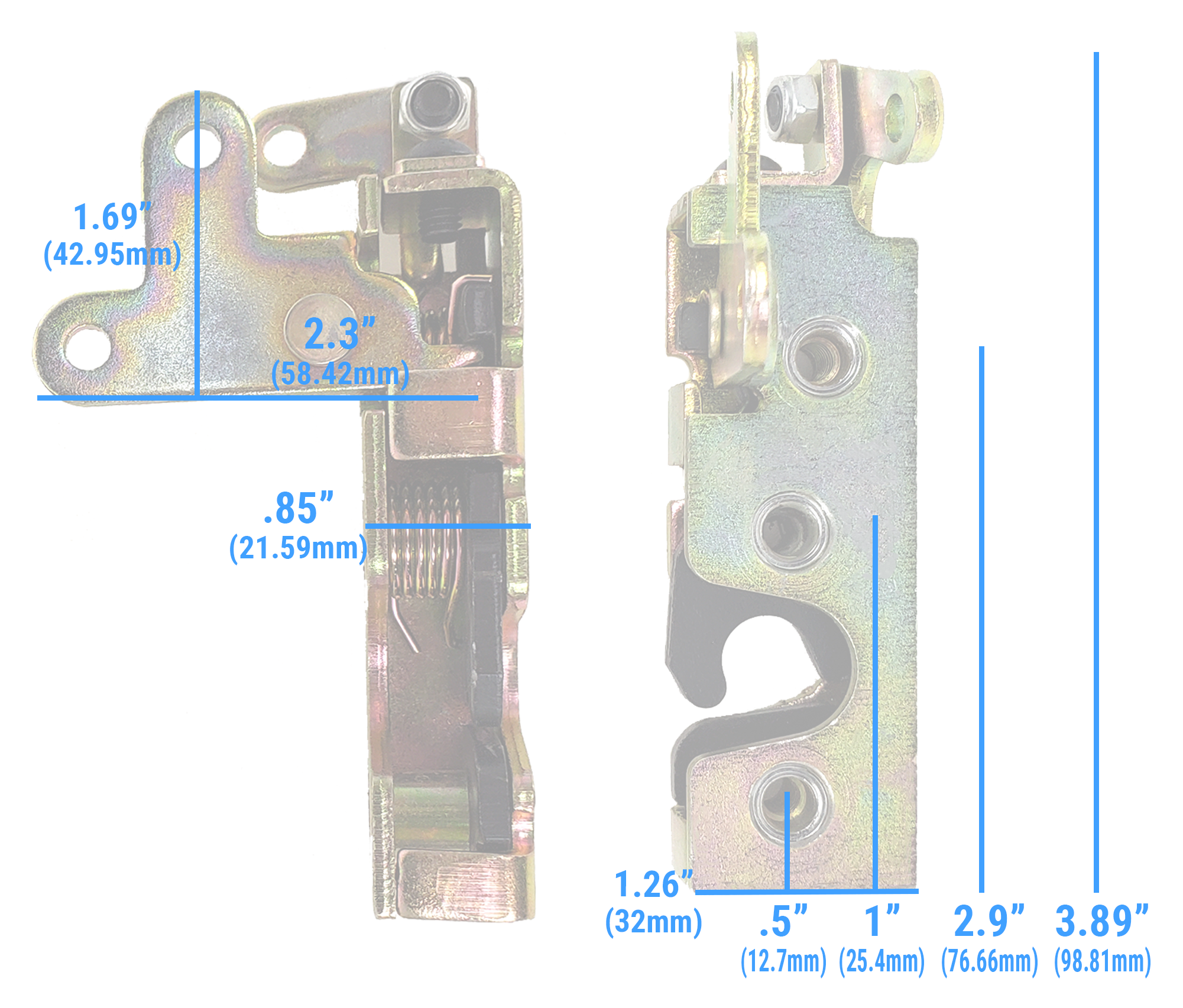 Small Bear Claw Latch Specs and Dimensions