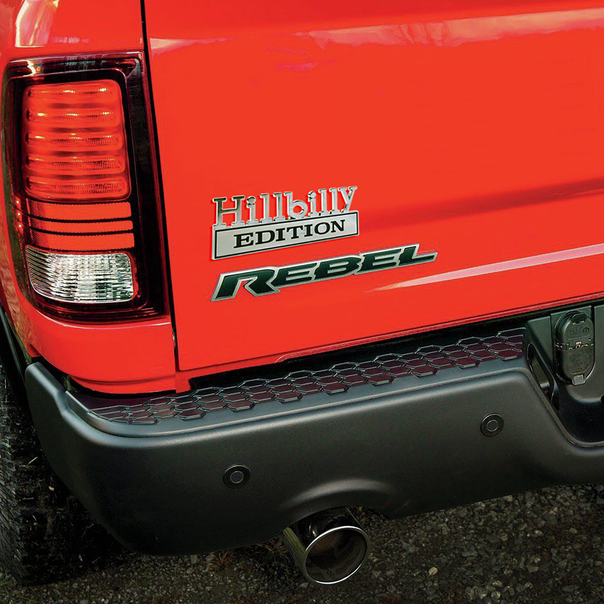 Hillbilly Edition Metal Emblem Installed on Rear Tailgate